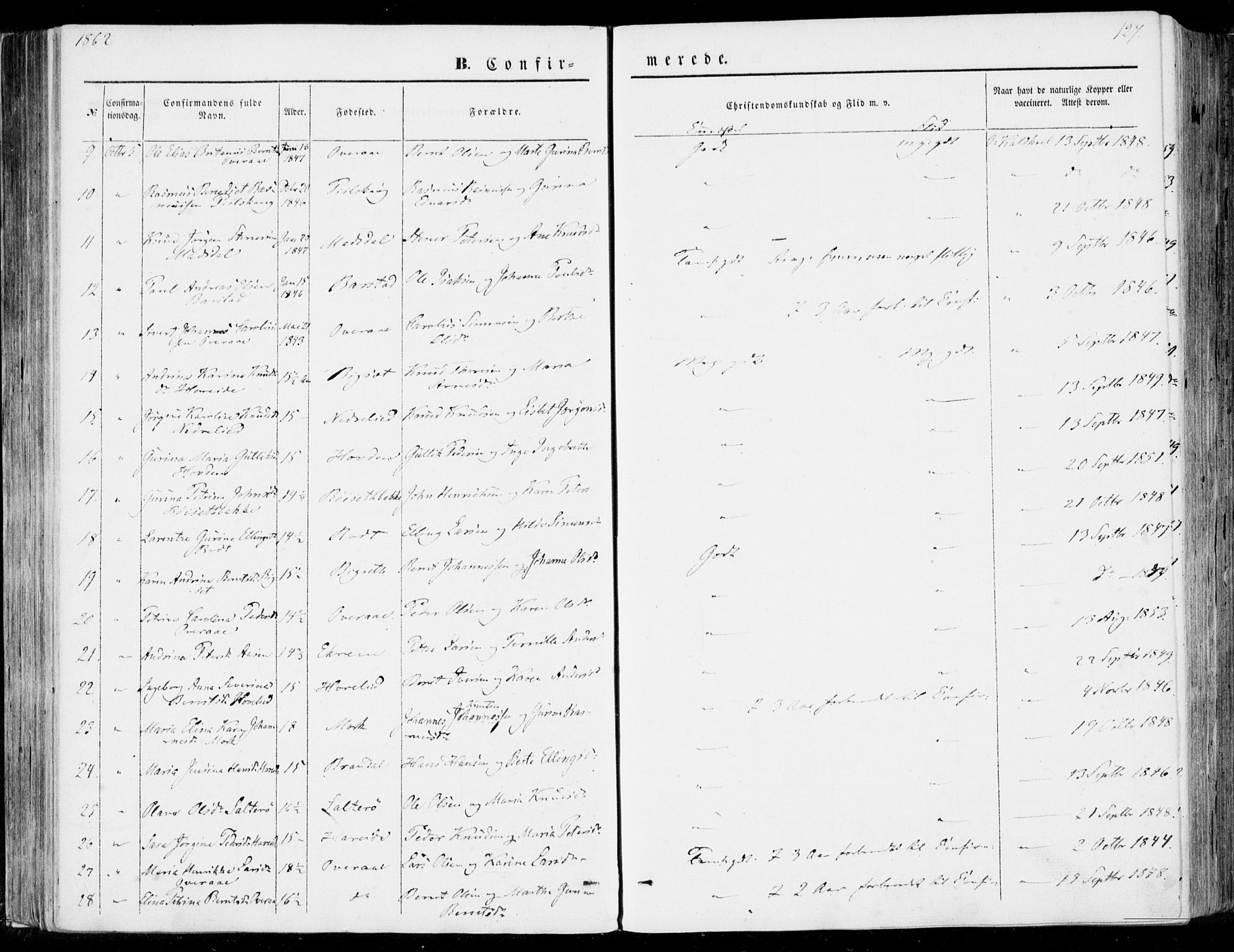 Ministerialprotokoller, klokkerbøker og fødselsregistre - Møre og Romsdal, SAT/A-1454/510/L0121: Parish register (official) no. 510A01, 1848-1877, p. 127