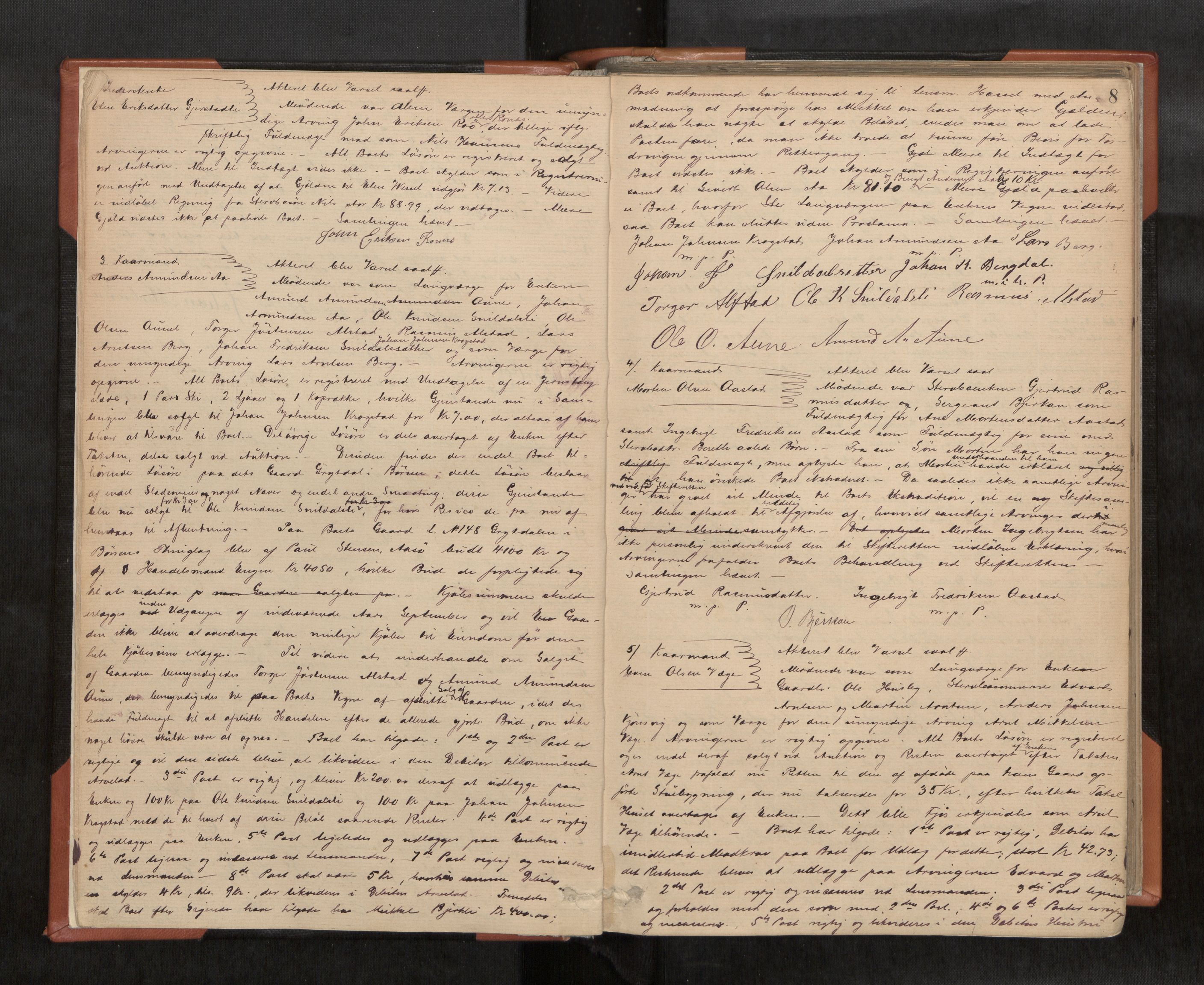 Fosen sorenskriveri, AV/SAT-A-1107/1/3/3B/L0006: Skiftebehandlingsprotokoll, 1890-1902, p. 8