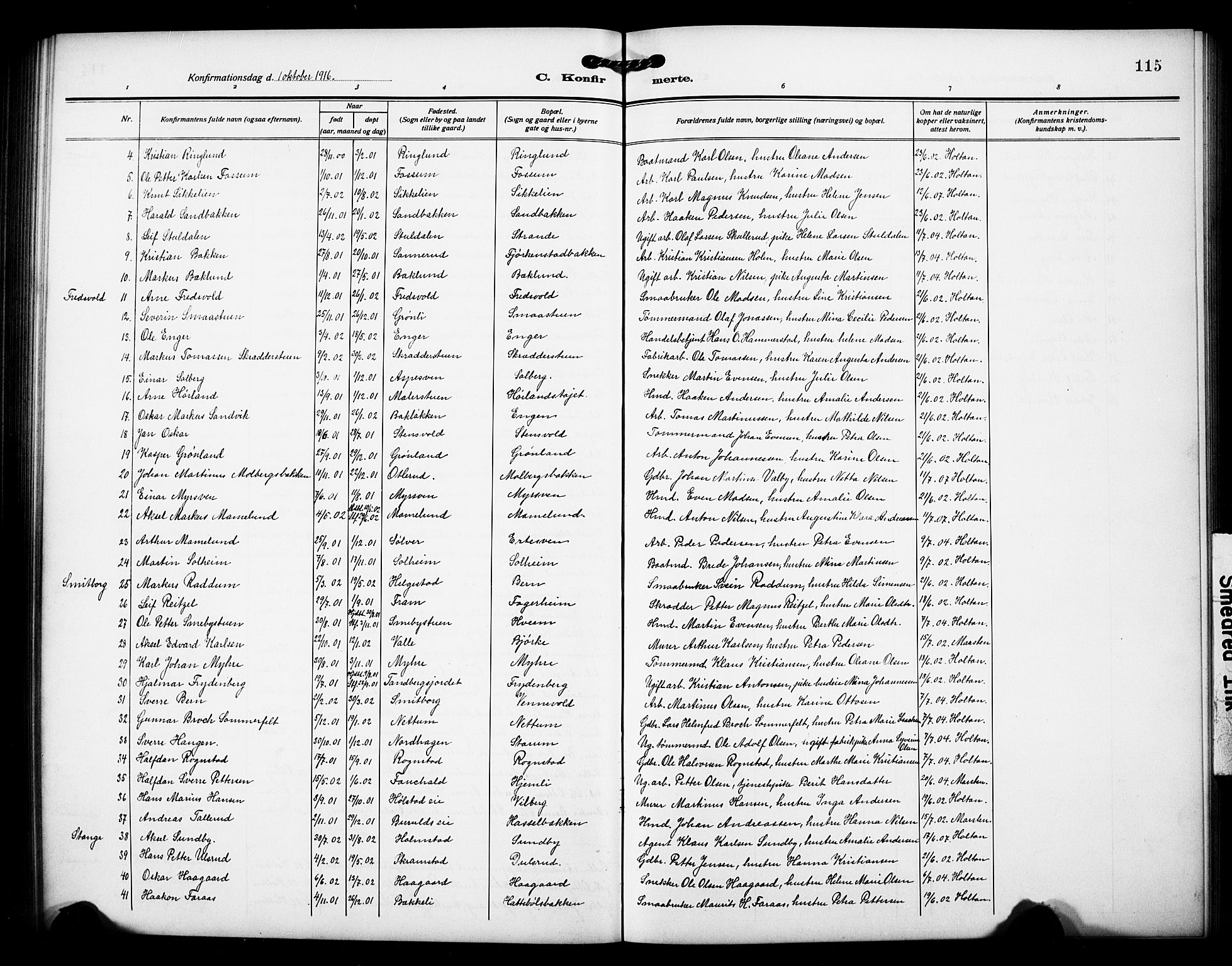 Østre Toten prestekontor, AV/SAH-PREST-104/H/Ha/Hab/L0008: Parish register (copy) no. 8, 1913-1929, p. 115