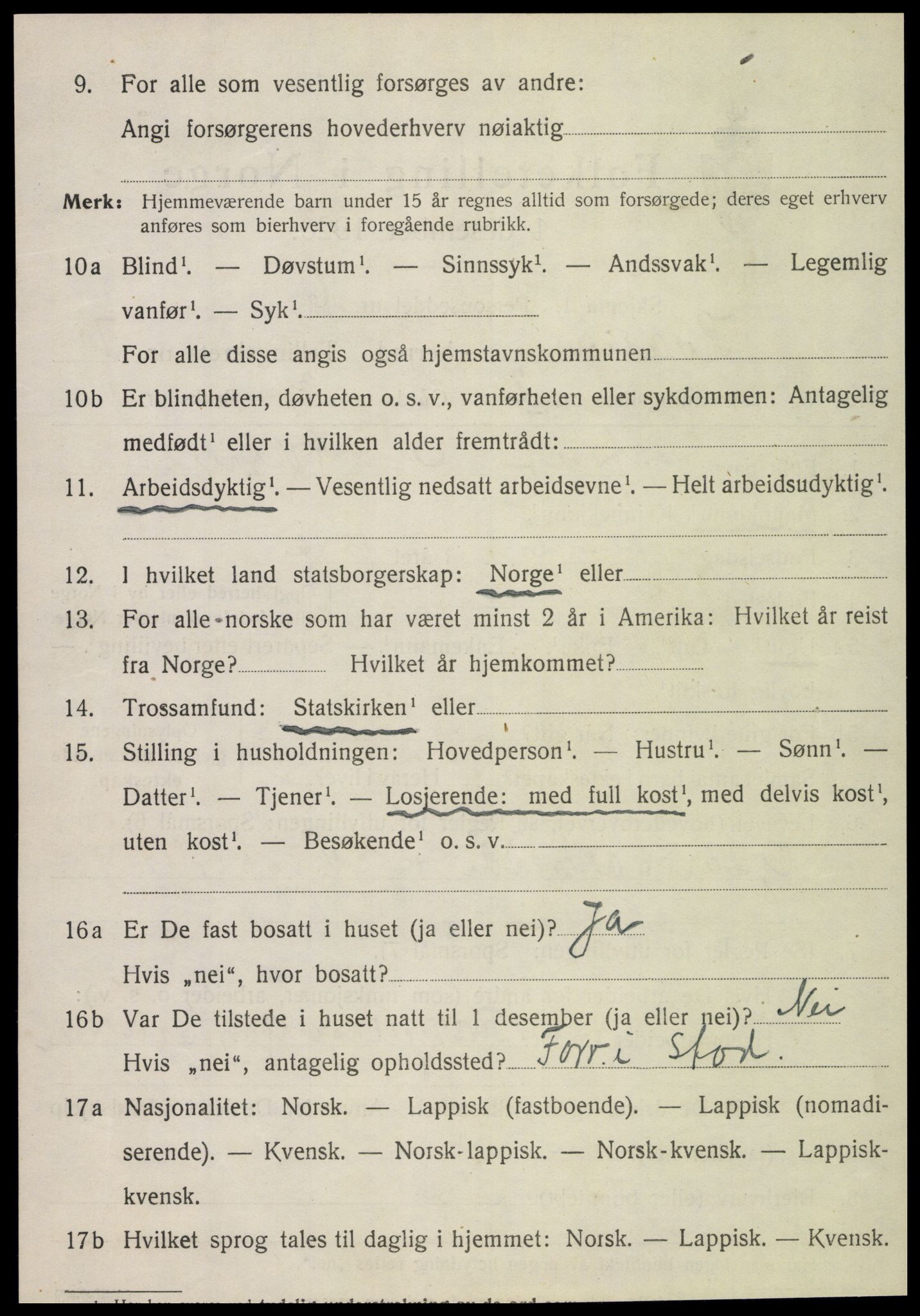 SAT, 1920 census for Kvam, 1920, p. 1822