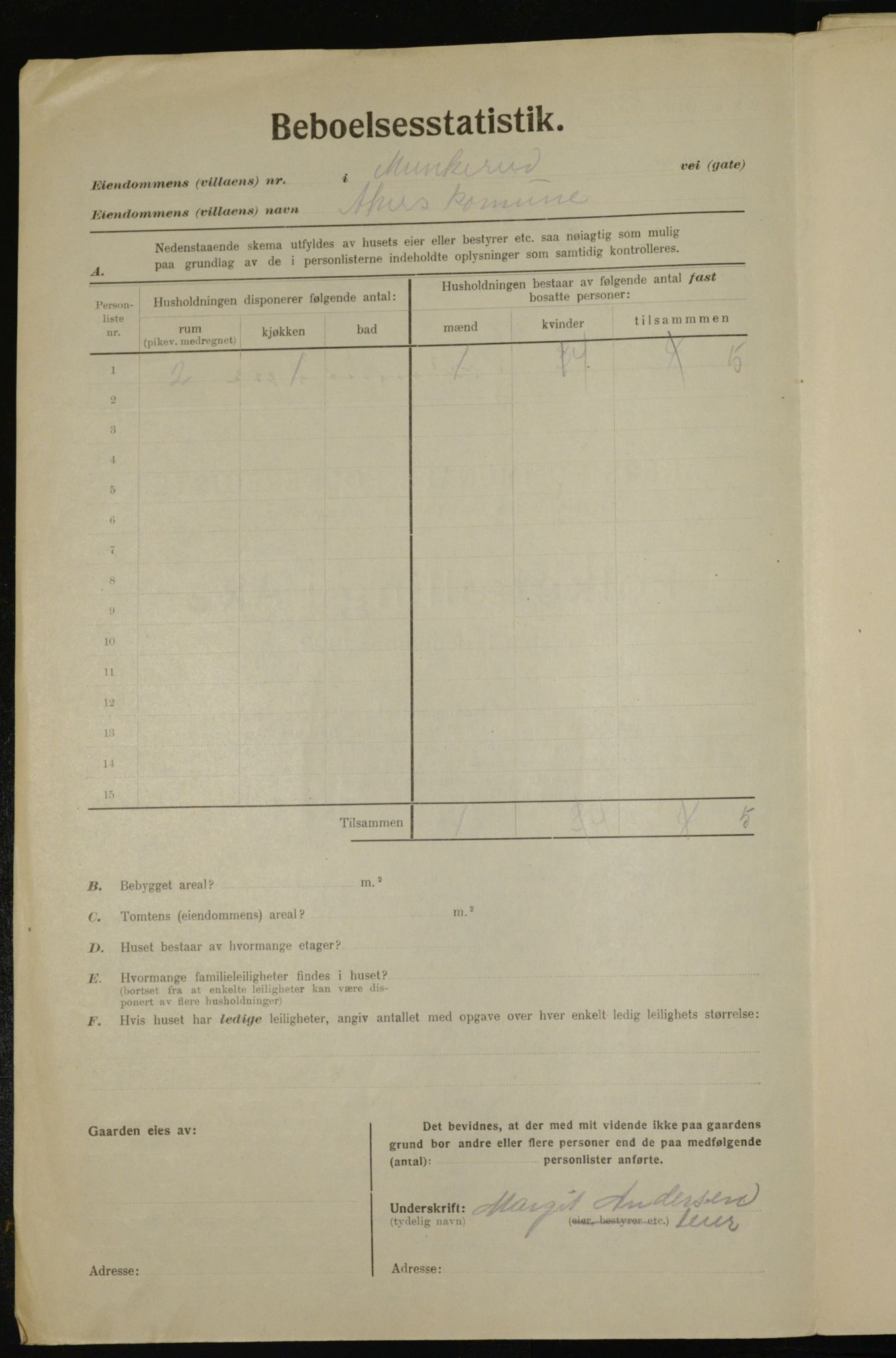 , Municipal Census 1923 for Aker, 1923, p. 42283