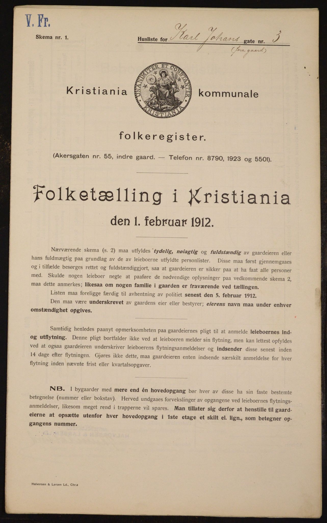 OBA, Municipal Census 1912 for Kristiania, 1912, p. 49000