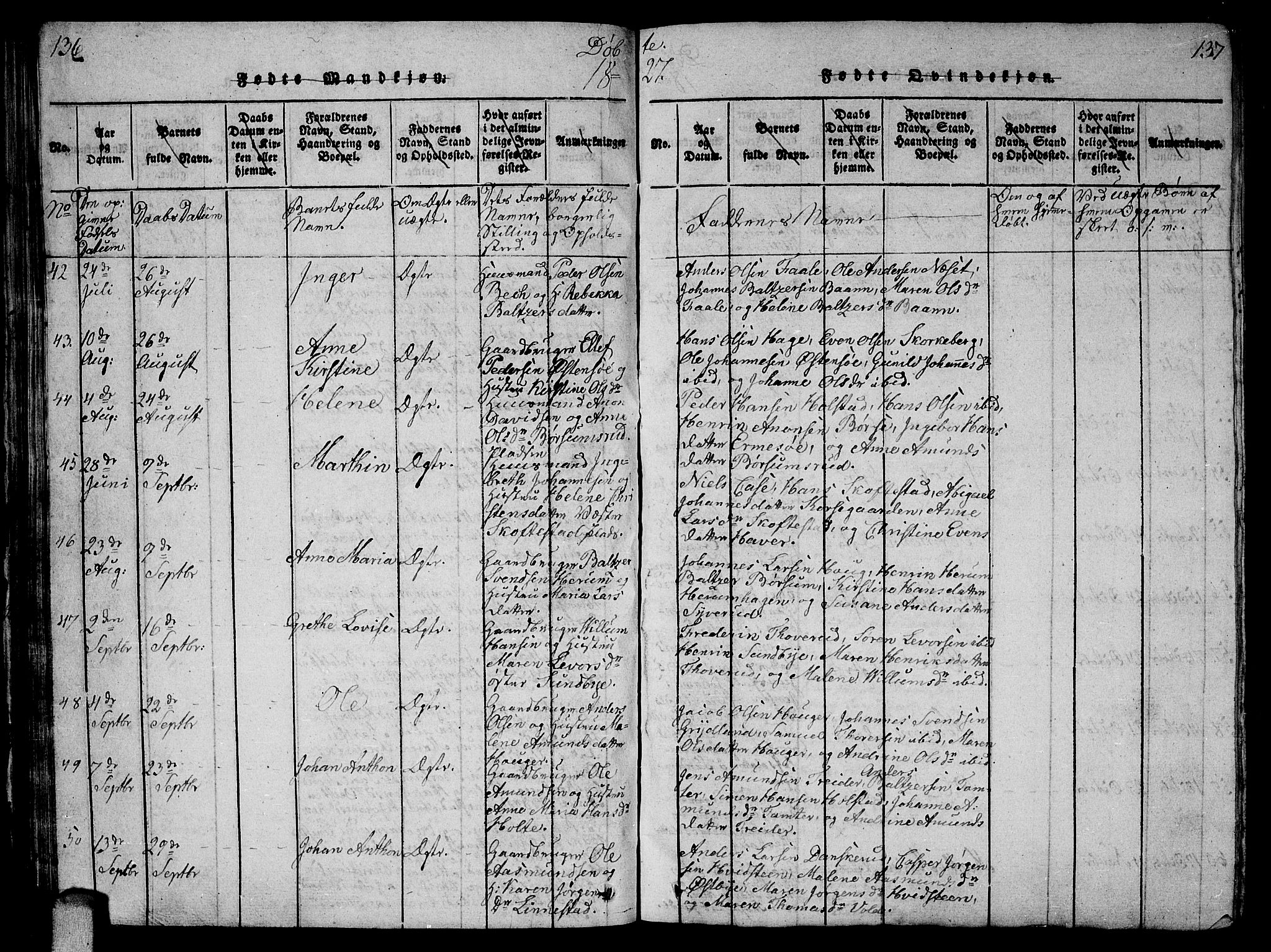 Ås prestekontor Kirkebøker, AV/SAO-A-10894/G/Ga/L0002: Parish register (copy) no. I 2, 1820-1836, p. 136-137