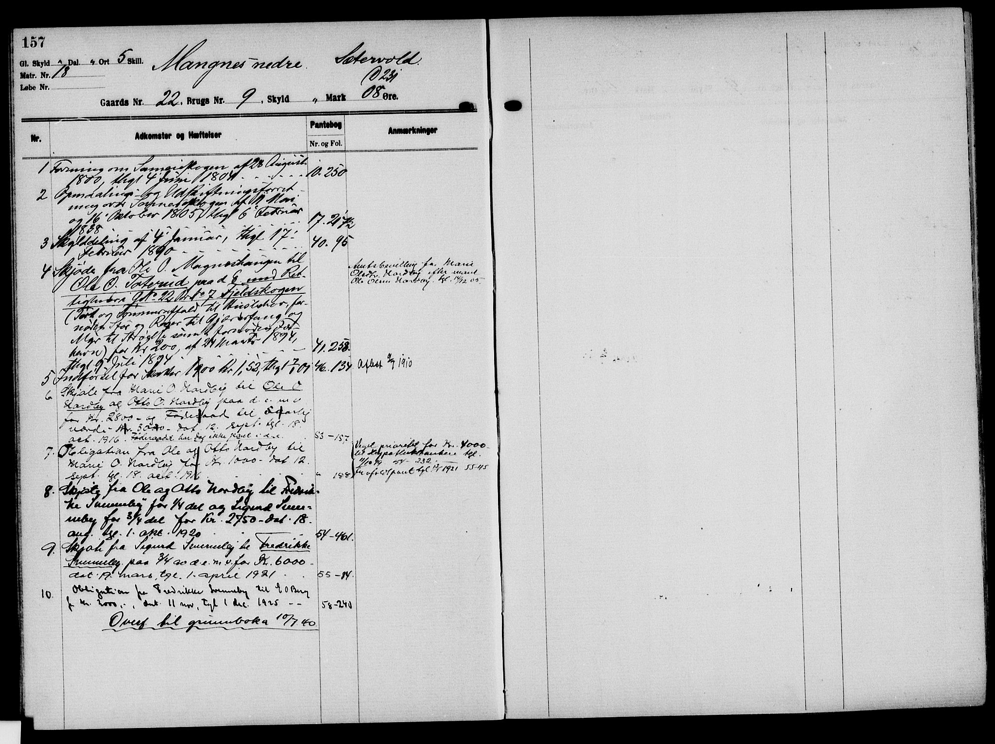 Solør tingrett, AV/SAH-TING-008/H/Ha/Hak/L0002: Mortgage register no. II, 1900-1935, p. 157