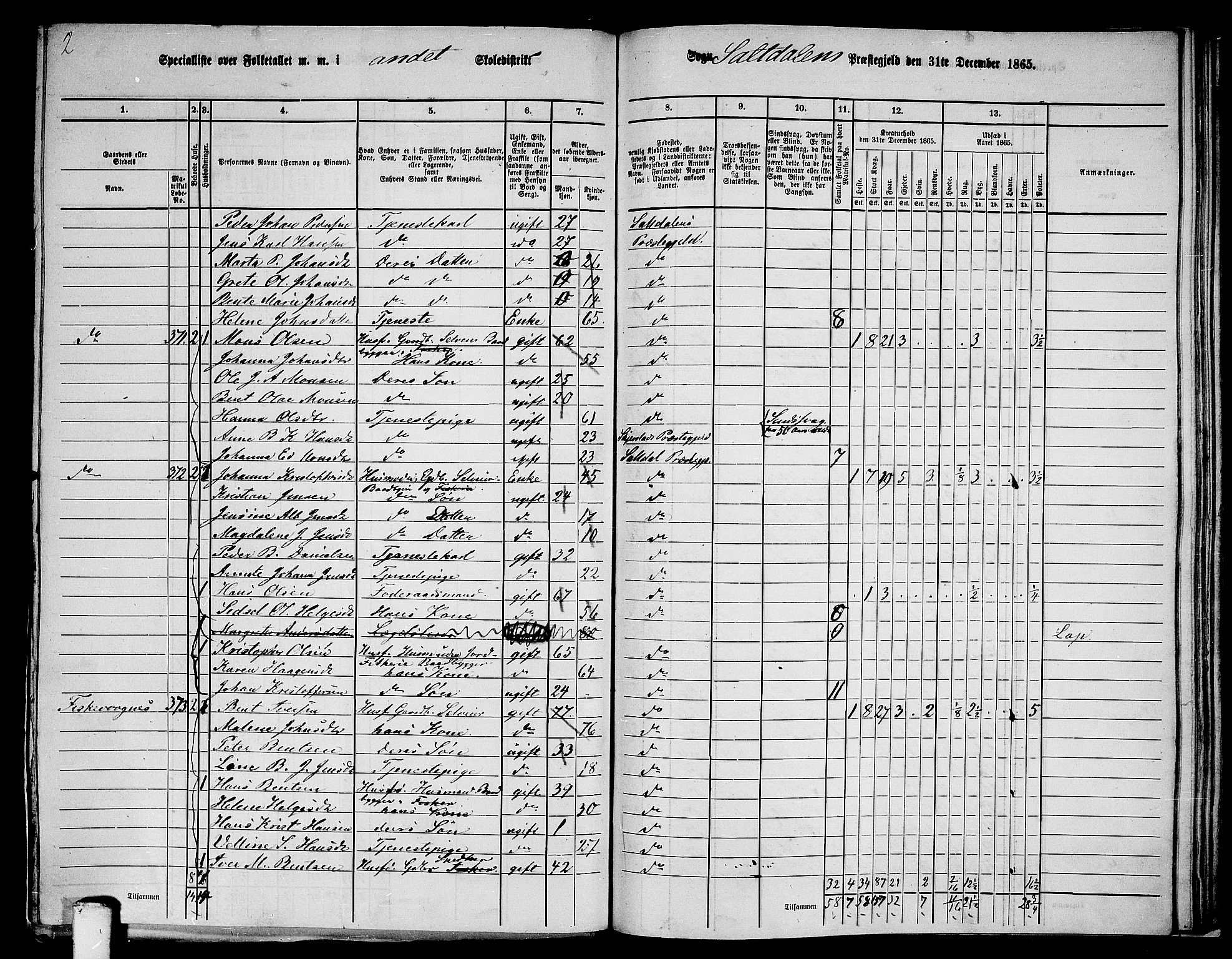 RA, 1865 census for Saltdal, 1865, p. 30