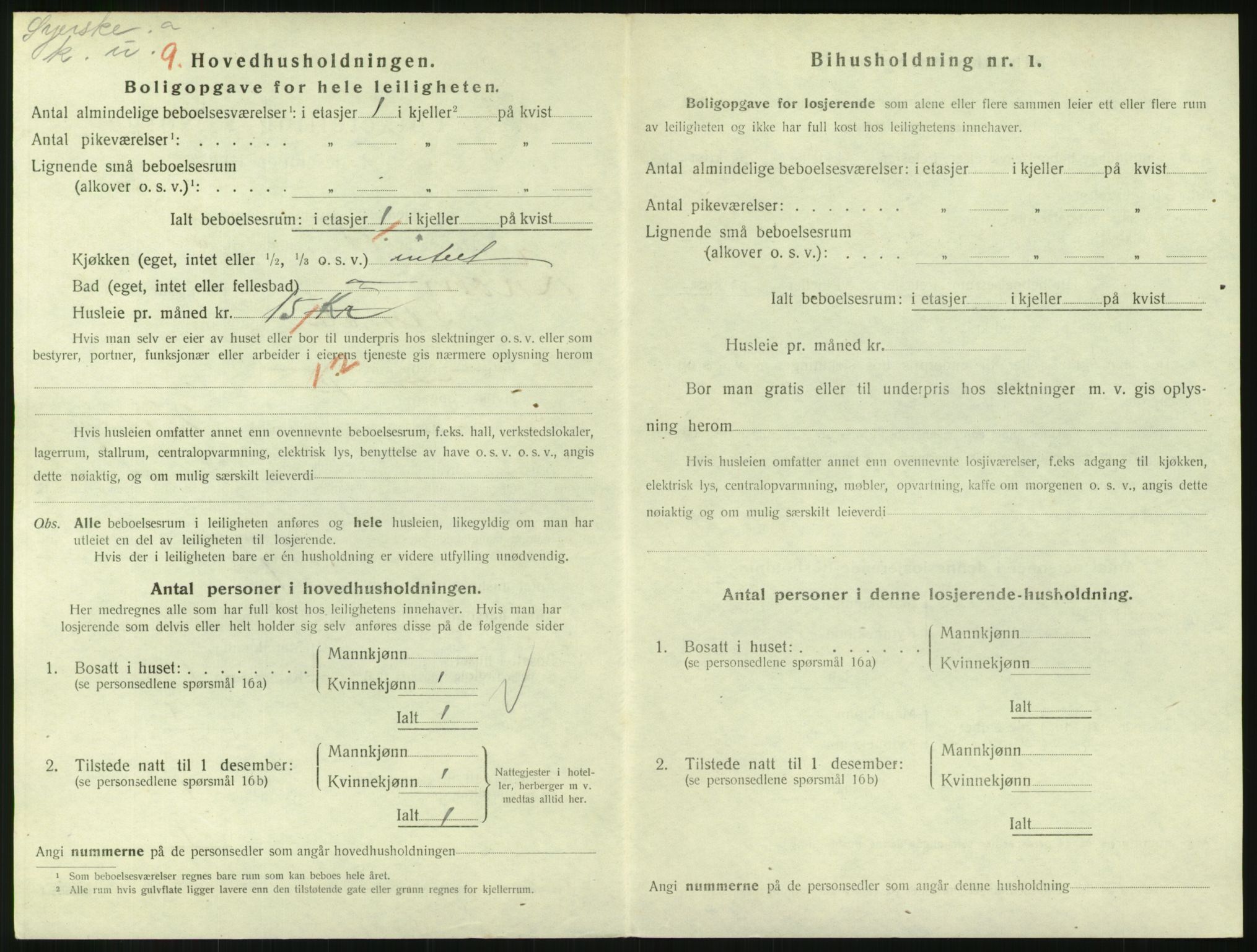 SAH, 1920 census for Lillehammer, 1920, p. 2285