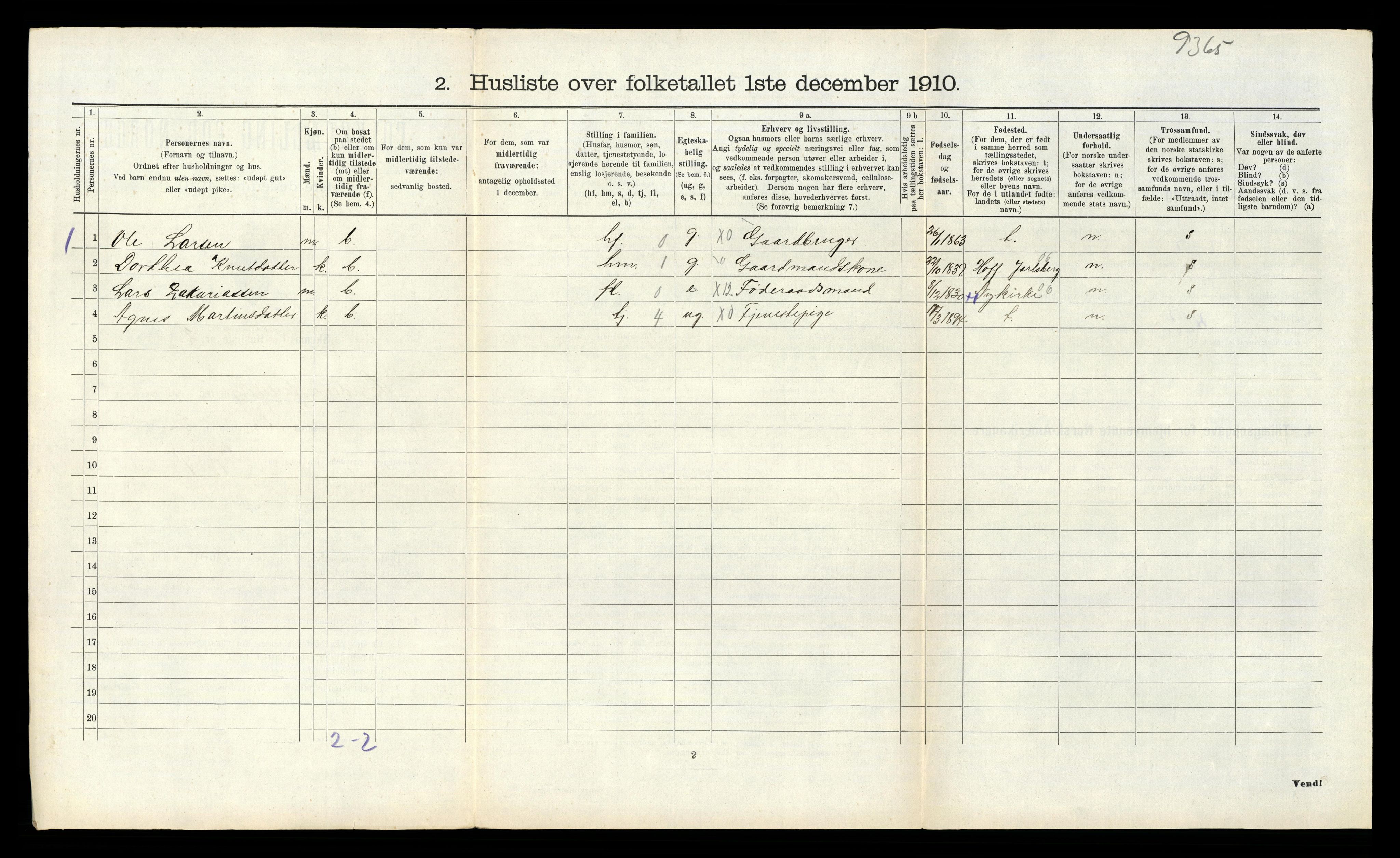 RA, 1910 census for Sande, 1910, p. 580