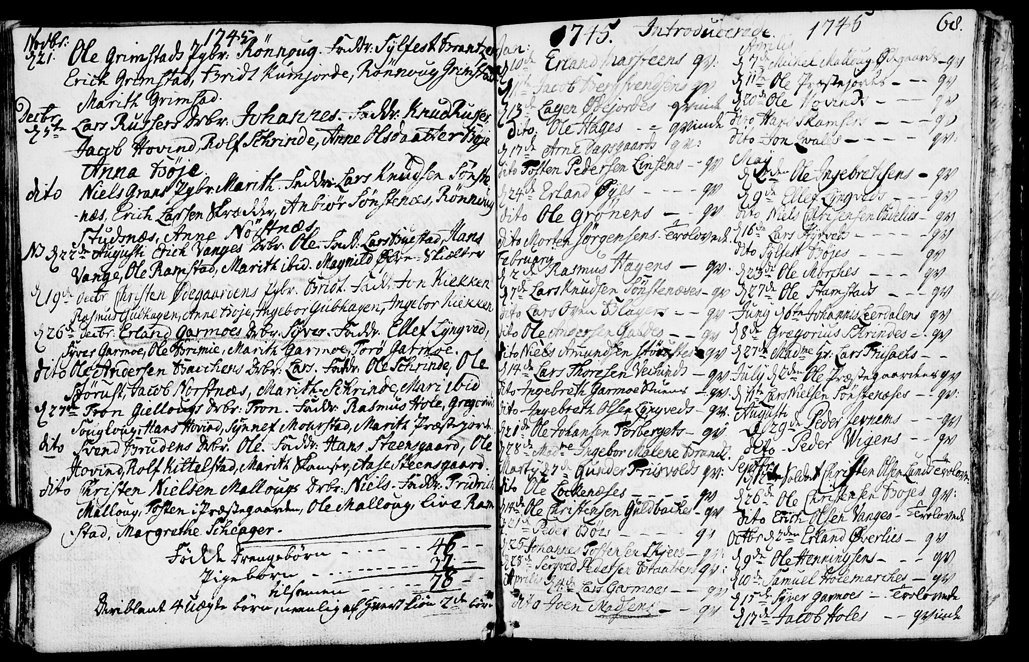 Lom prestekontor, AV/SAH-PREST-070/K/L0001: Parish register (official) no. 1, 1733-1748, p. 68