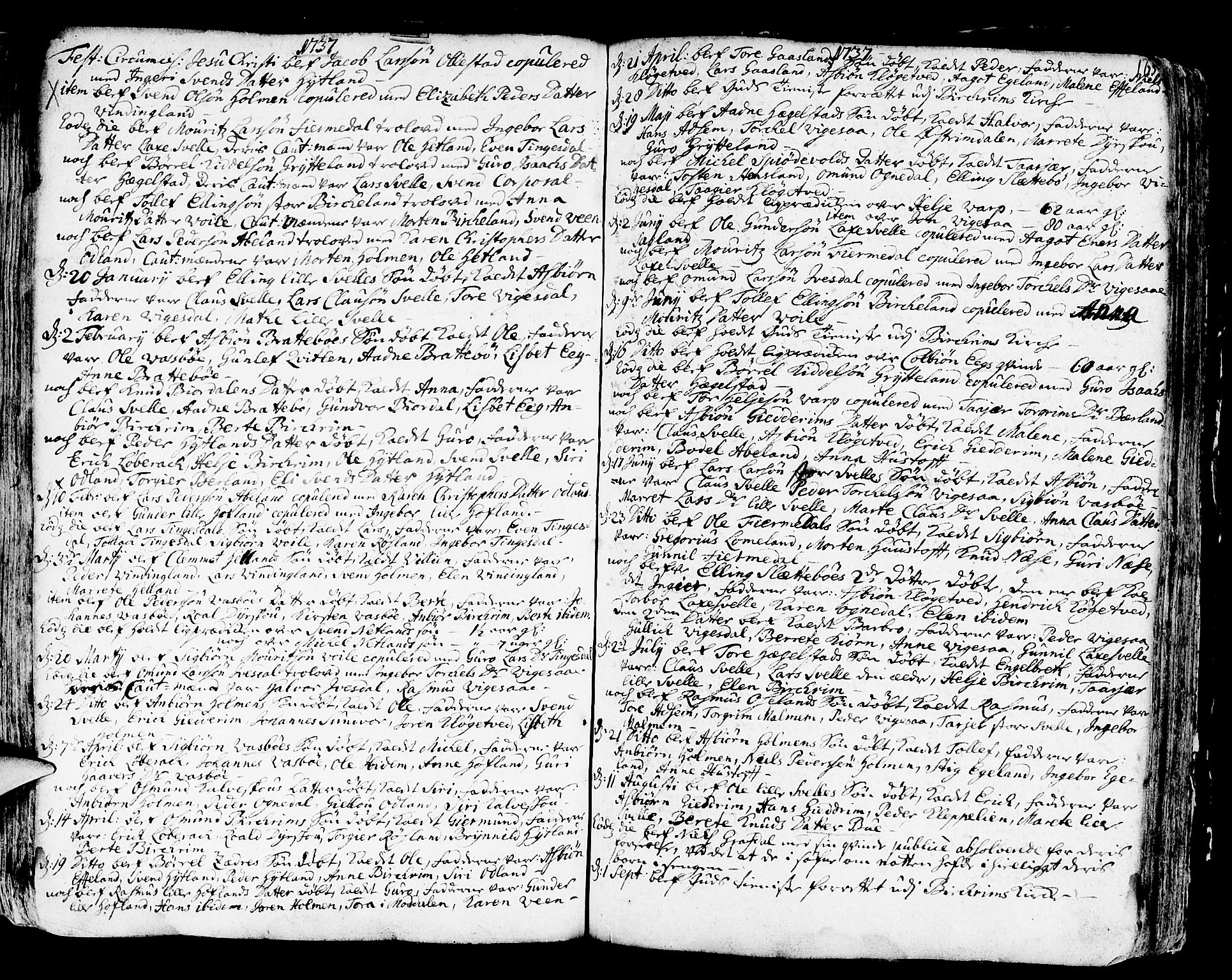 Helleland sokneprestkontor, SAST/A-101810: Parish register (official) no. A 1 /2, 1713-1761, p. 165