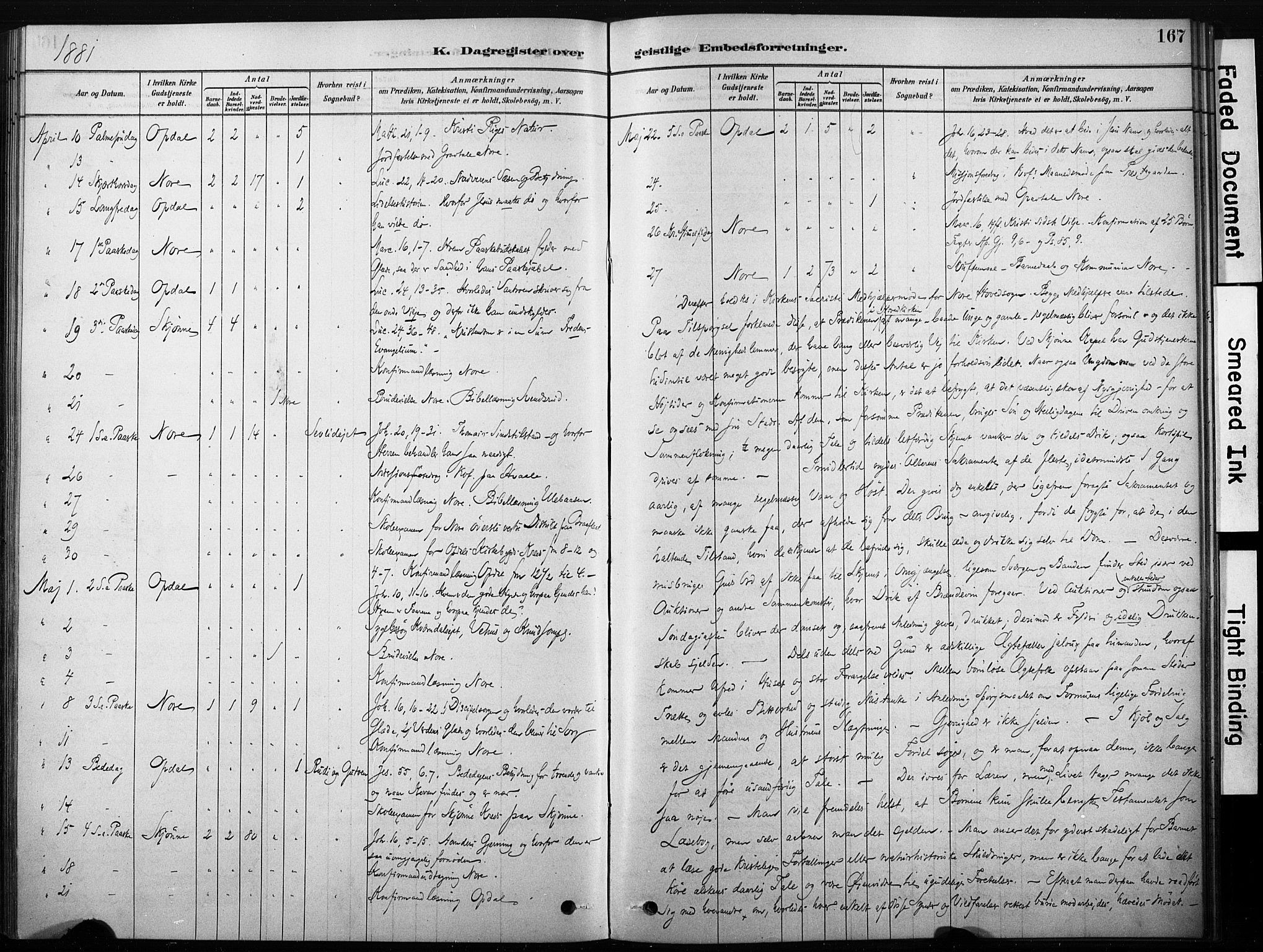 Nore kirkebøker, AV/SAKO-A-238/F/Fb/L0001: Parish register (official) no. II 1, 1878-1886, p. 167