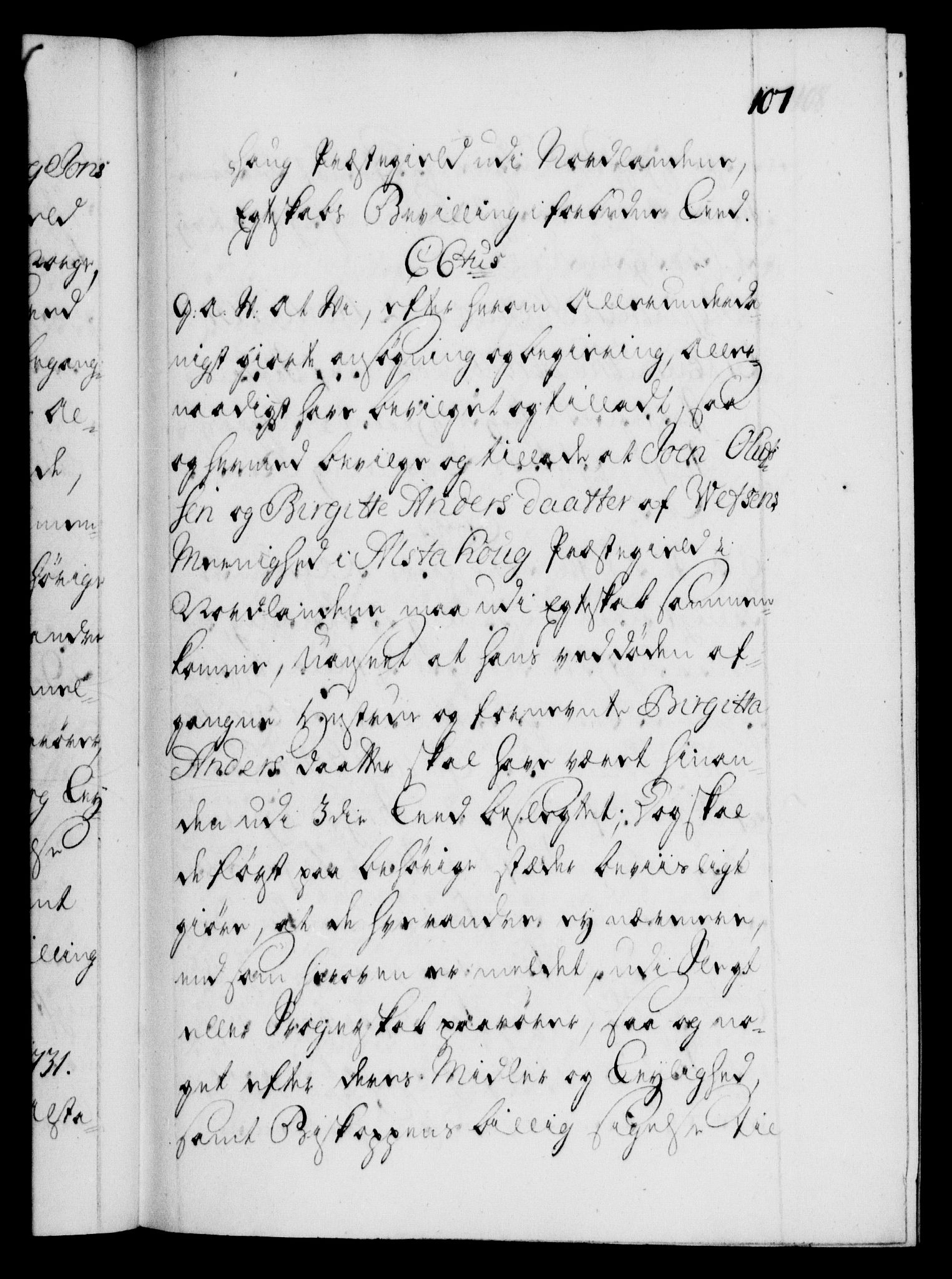 Danske Kanselli 1572-1799, AV/RA-EA-3023/F/Fc/Fca/Fcaa/L0027: Norske registre, 1730-1732, p. 107a