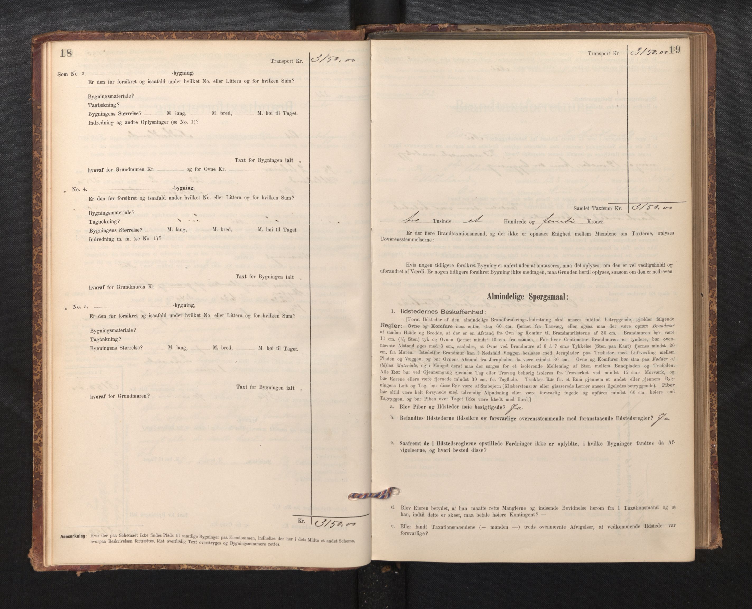 Lensmannen i Os, AV/SAB-A-34101/0012/L0008: Branntakstprotokoll, skjematakst, 1894-1915, p. 18-19