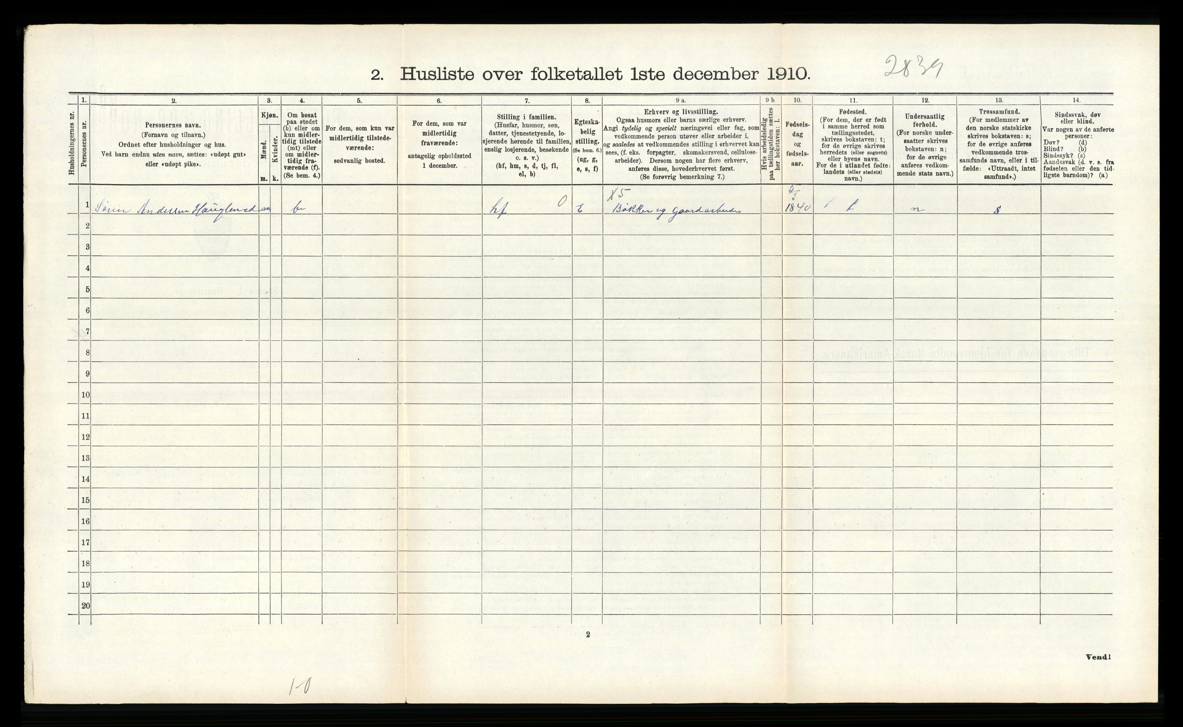 RA, 1910 census for Ytre Holmedal, 1910, p. 1049