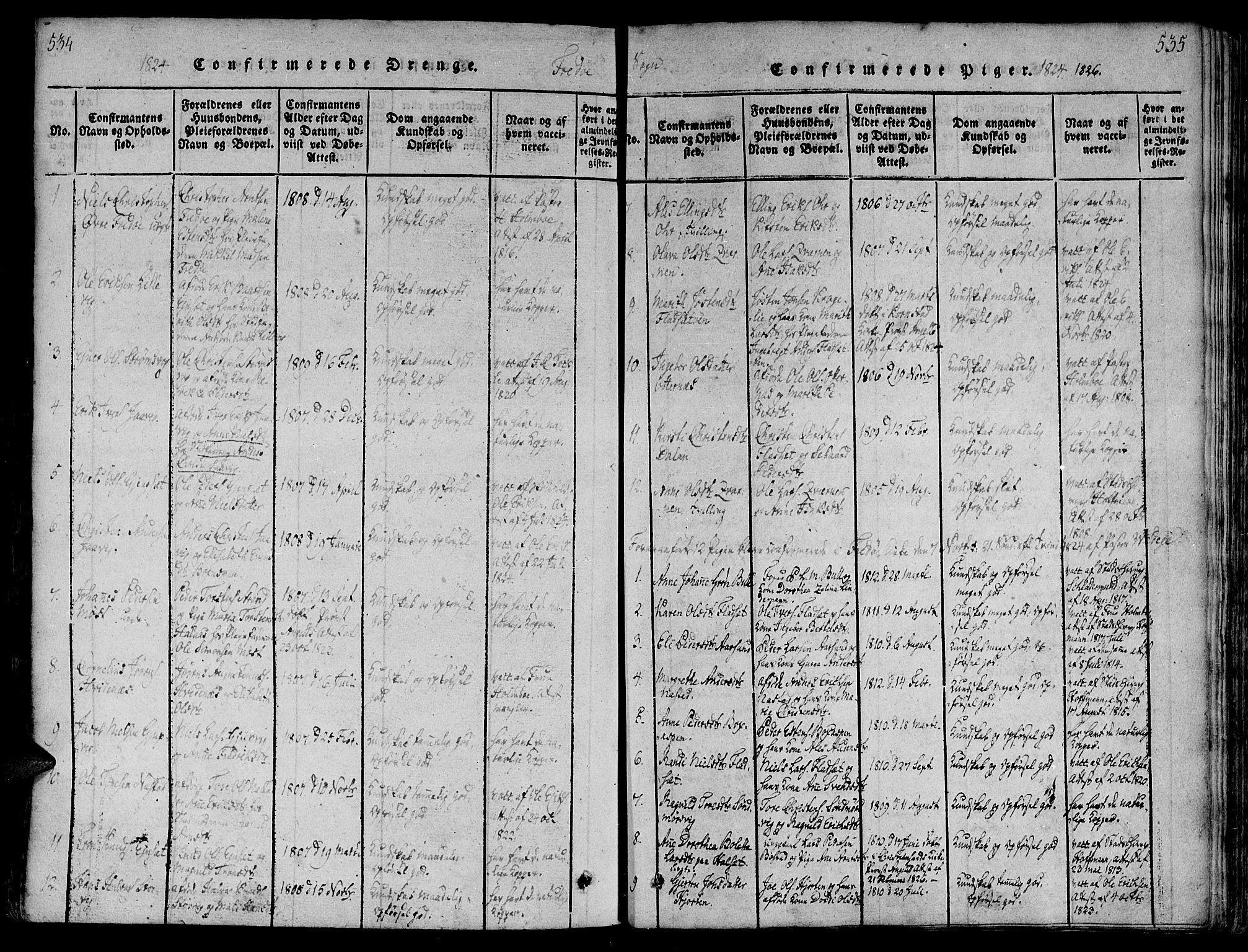 Ministerialprotokoller, klokkerbøker og fødselsregistre - Møre og Romsdal, AV/SAT-A-1454/586/L0982: Parish register (official) no. 586A08, 1819-1829, p. 534-535