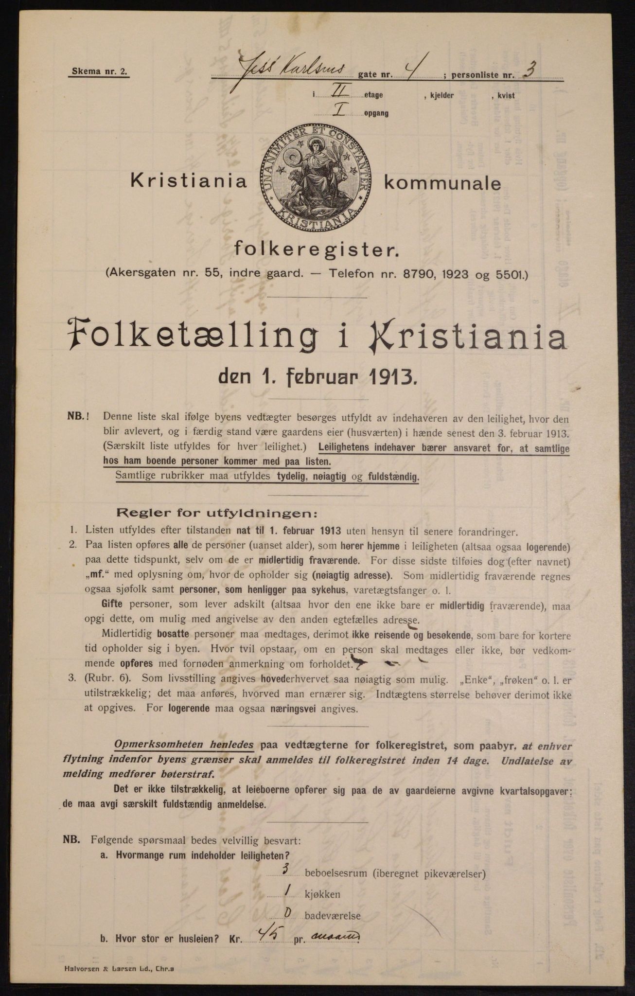 OBA, Municipal Census 1913 for Kristiania, 1913, p. 46764