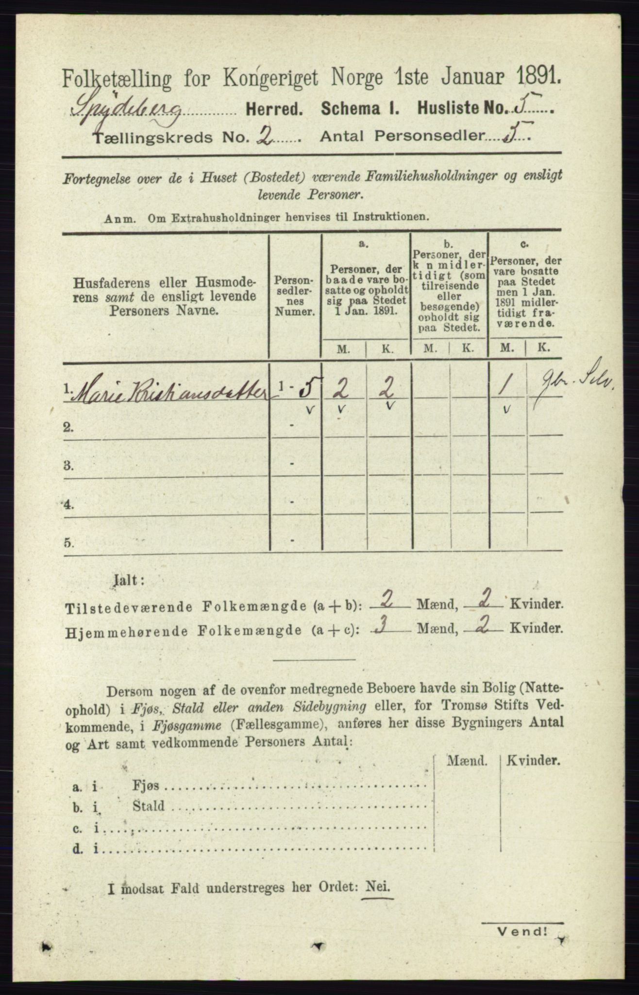 RA, 1891 census for 0123 Spydeberg, 1891, p. 610