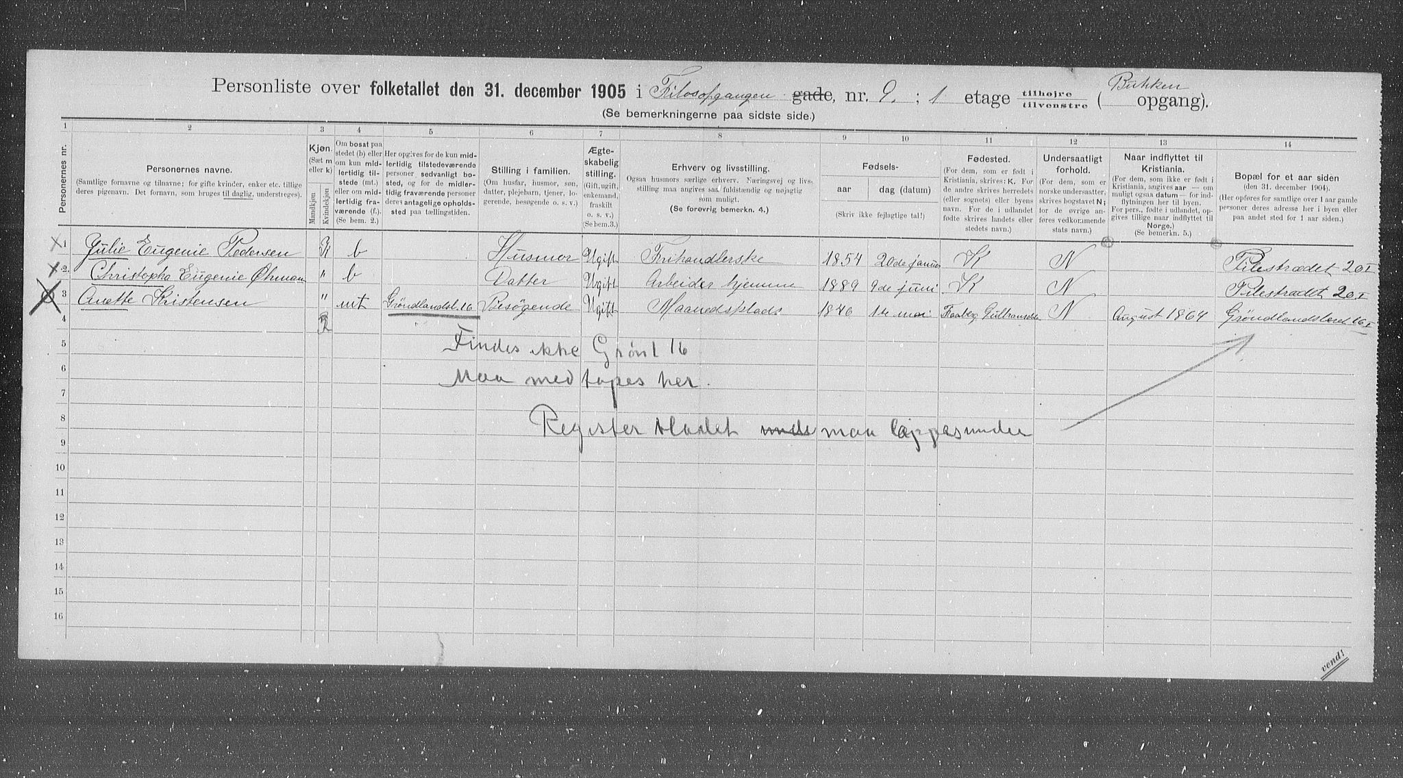 OBA, Municipal Census 1905 for Kristiania, 1905, p. 12518