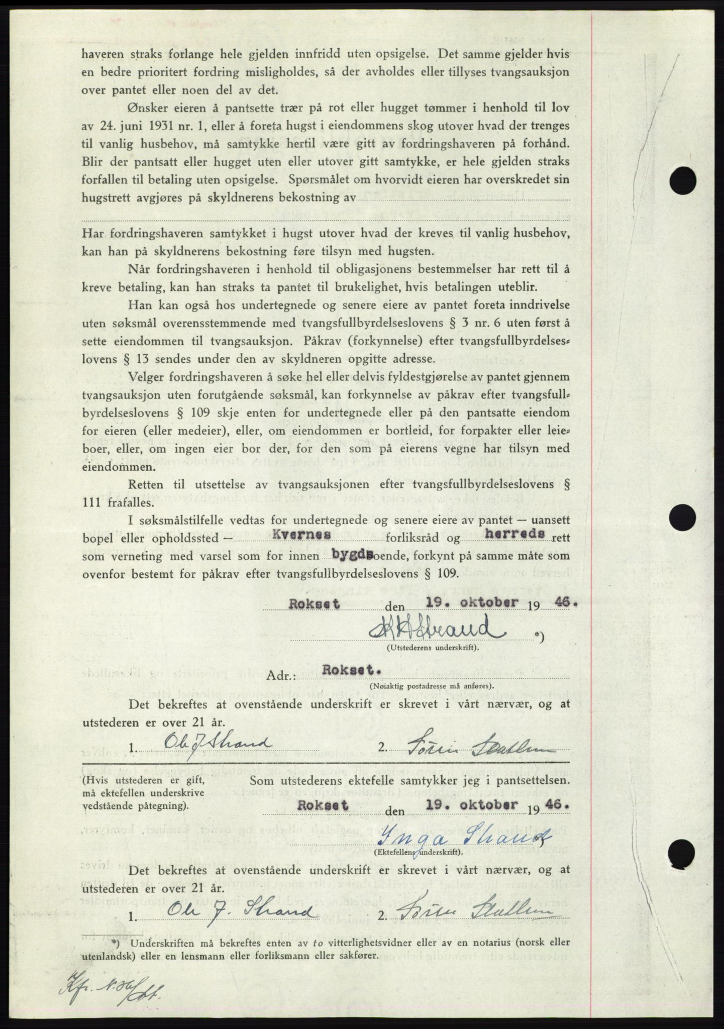 Nordmøre sorenskriveri, AV/SAT-A-4132/1/2/2Ca: Mortgage book no. B95, 1946-1947, Diary no: : 2225/1946