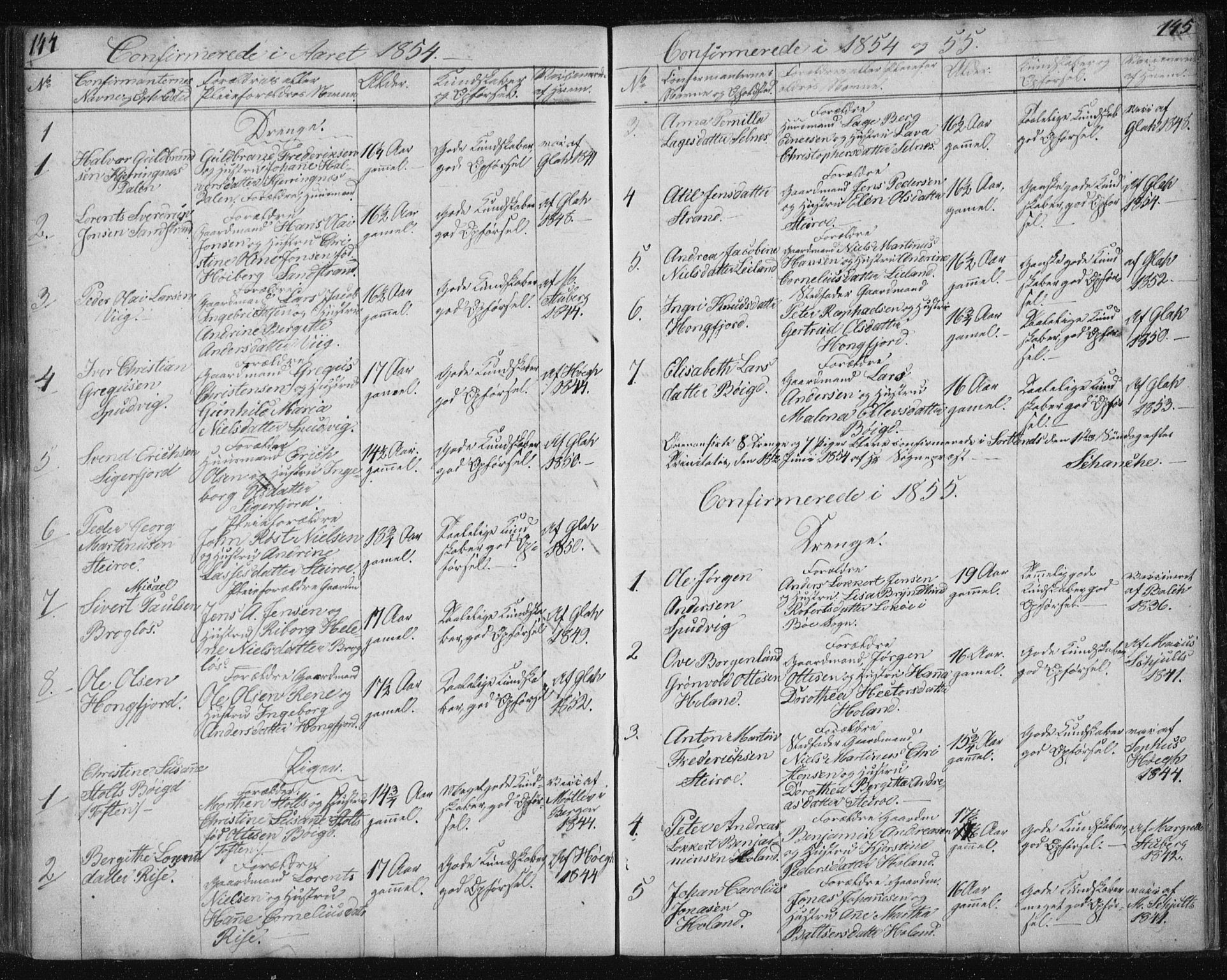 Ministerialprotokoller, klokkerbøker og fødselsregistre - Nordland, SAT/A-1459/895/L1379: Parish register (copy) no. 895C01, 1842-1858, p. 144-145