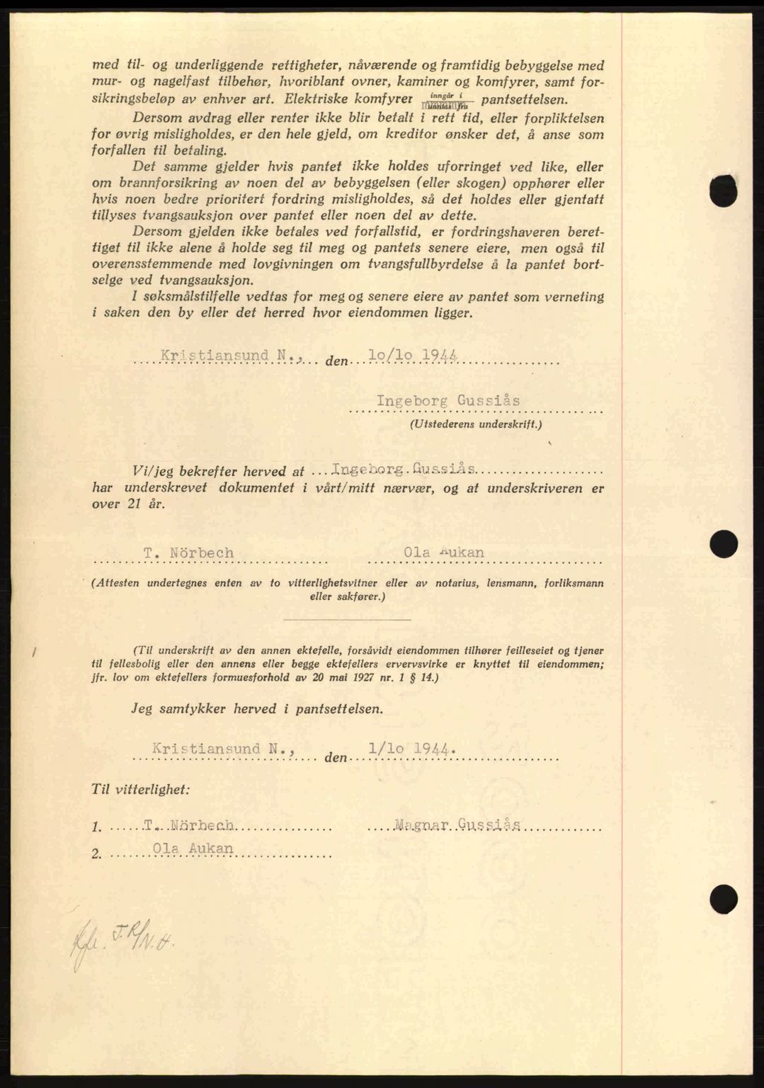 Nordmøre sorenskriveri, AV/SAT-A-4132/1/2/2Ca: Mortgage book no. B92, 1944-1945, Diary no: : 1773/1944