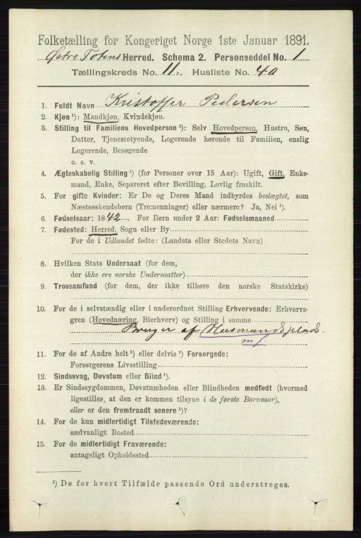 RA, 1891 census for 0528 Østre Toten, 1891, p. 7157