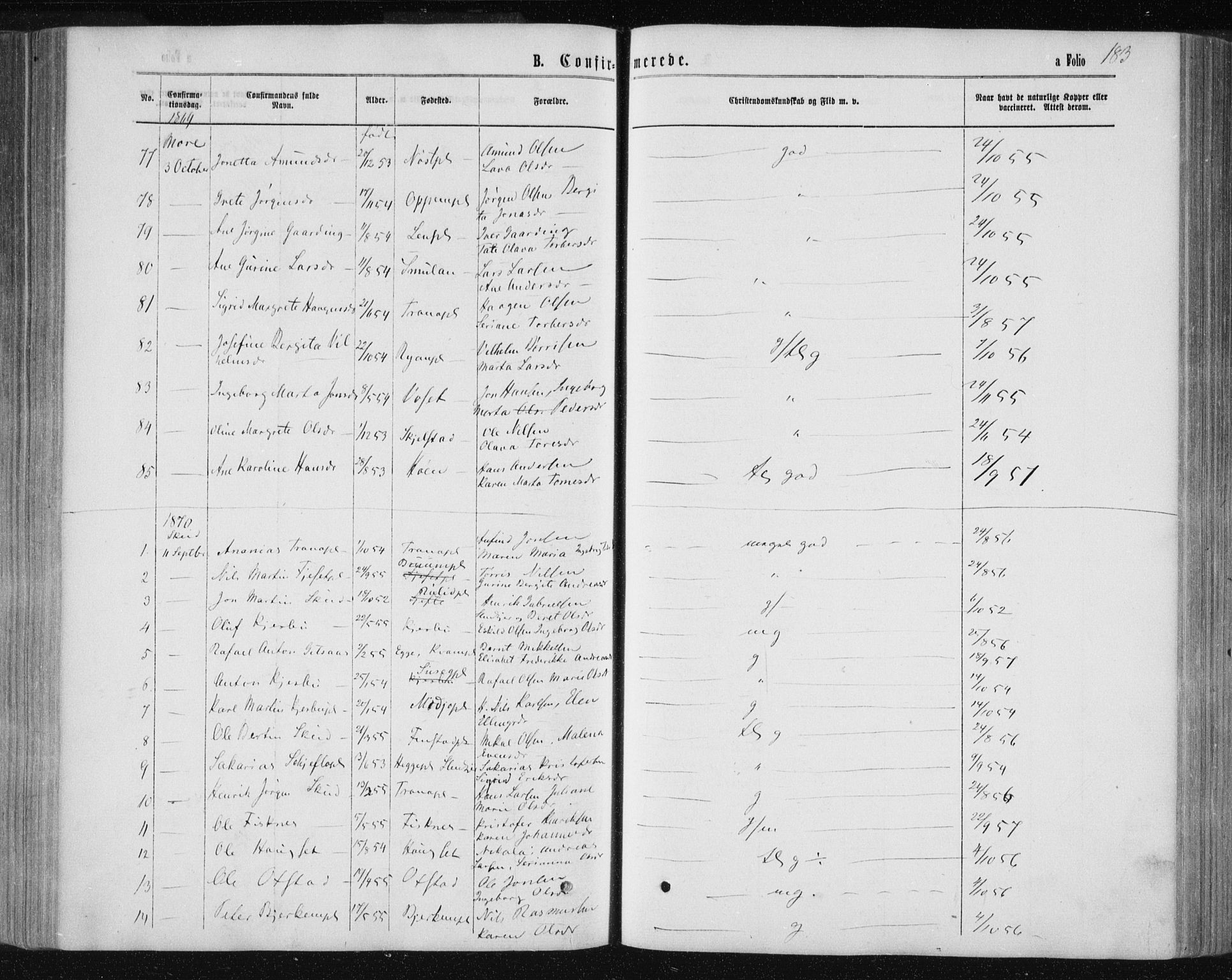 Ministerialprotokoller, klokkerbøker og fødselsregistre - Nord-Trøndelag, SAT/A-1458/735/L0345: Parish register (official) no. 735A08 /1, 1863-1872, p. 183