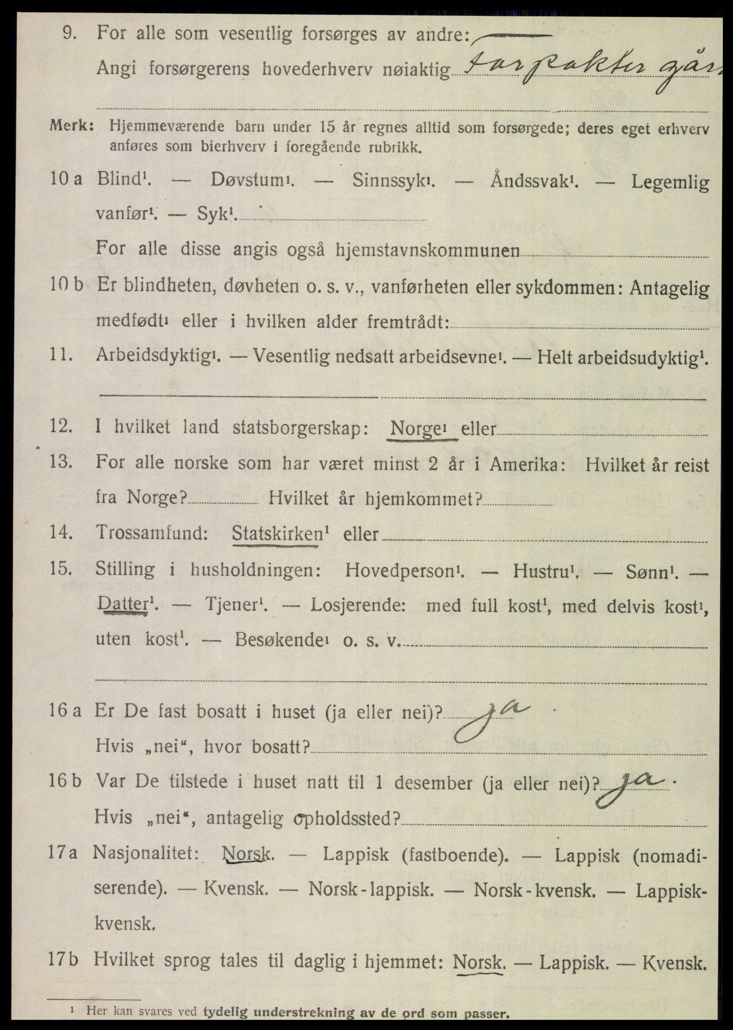 SAT, 1920 census for Korgen, 1920, p. 2865