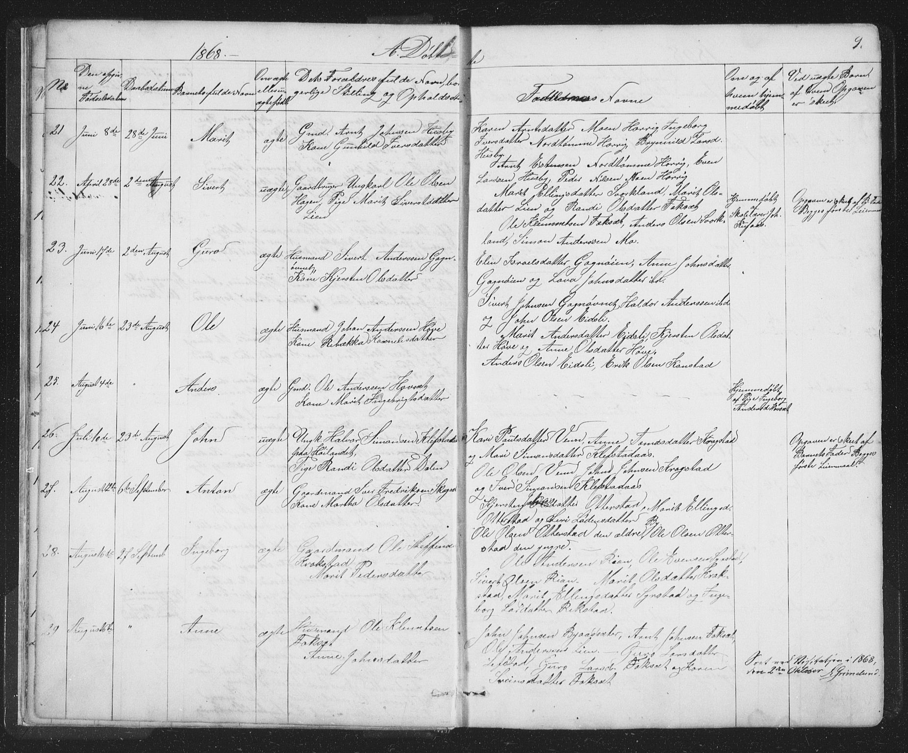Ministerialprotokoller, klokkerbøker og fødselsregistre - Sør-Trøndelag, SAT/A-1456/667/L0798: Parish register (copy) no. 667C03, 1867-1929, p. 9
