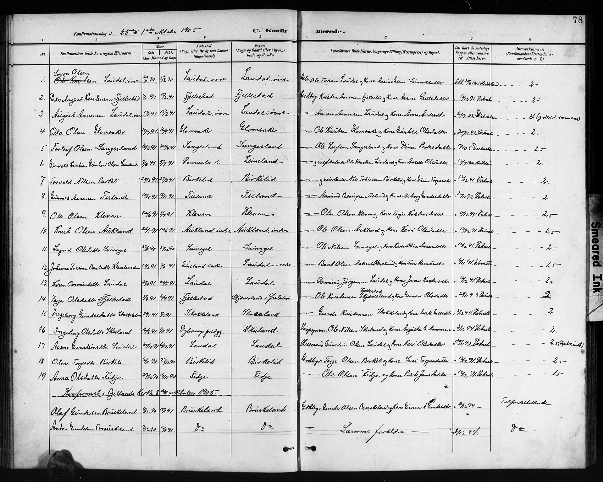 Holum sokneprestkontor, AV/SAK-1111-0022/F/Fb/Fbb/L0004: Parish register (copy) no. B 4, 1899-1920, p. 78