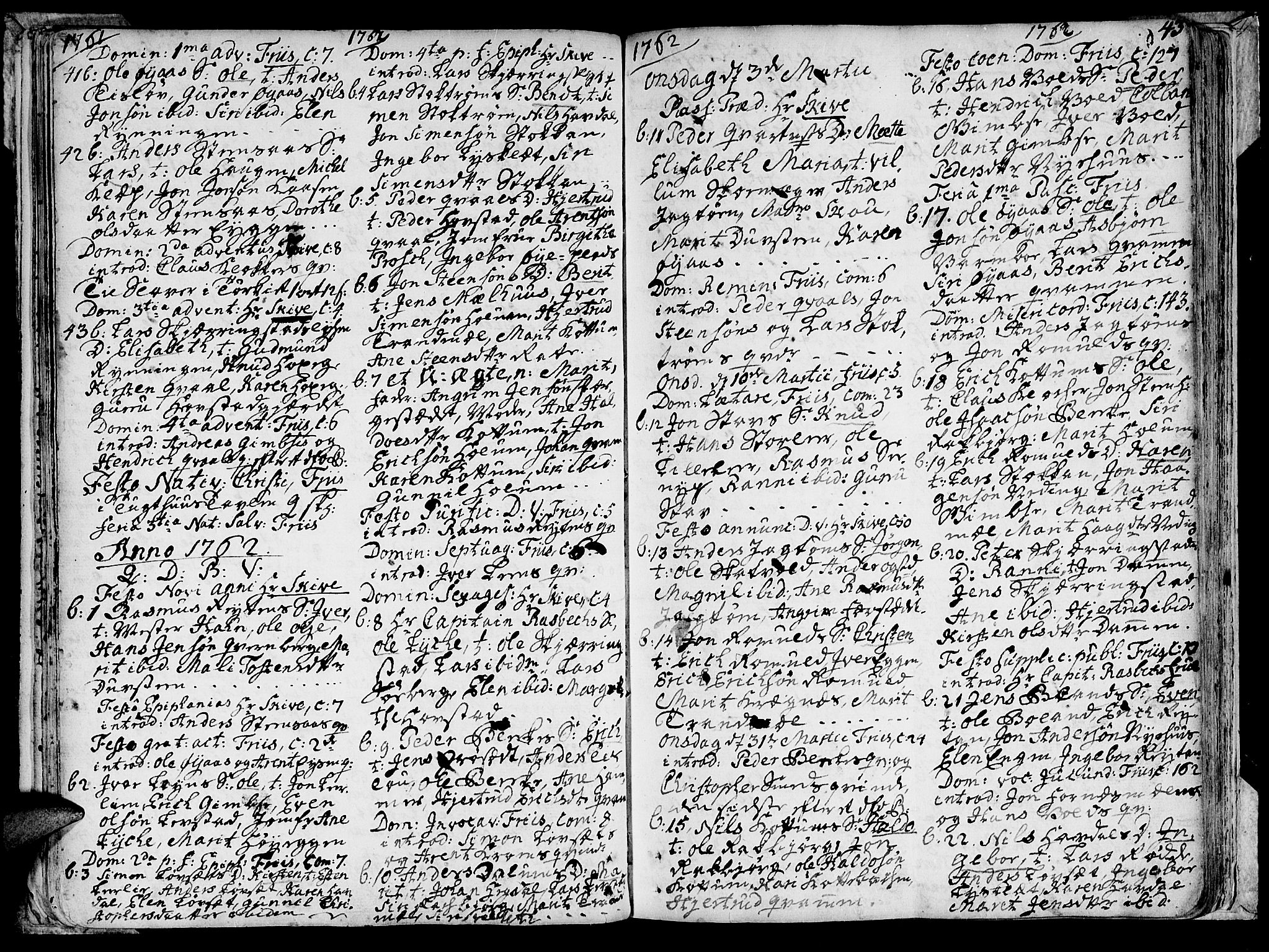 Ministerialprotokoller, klokkerbøker og fødselsregistre - Sør-Trøndelag, SAT/A-1456/691/L1057: Parish register (official) no. 691A01 /1, 1740-1767, p. 43
