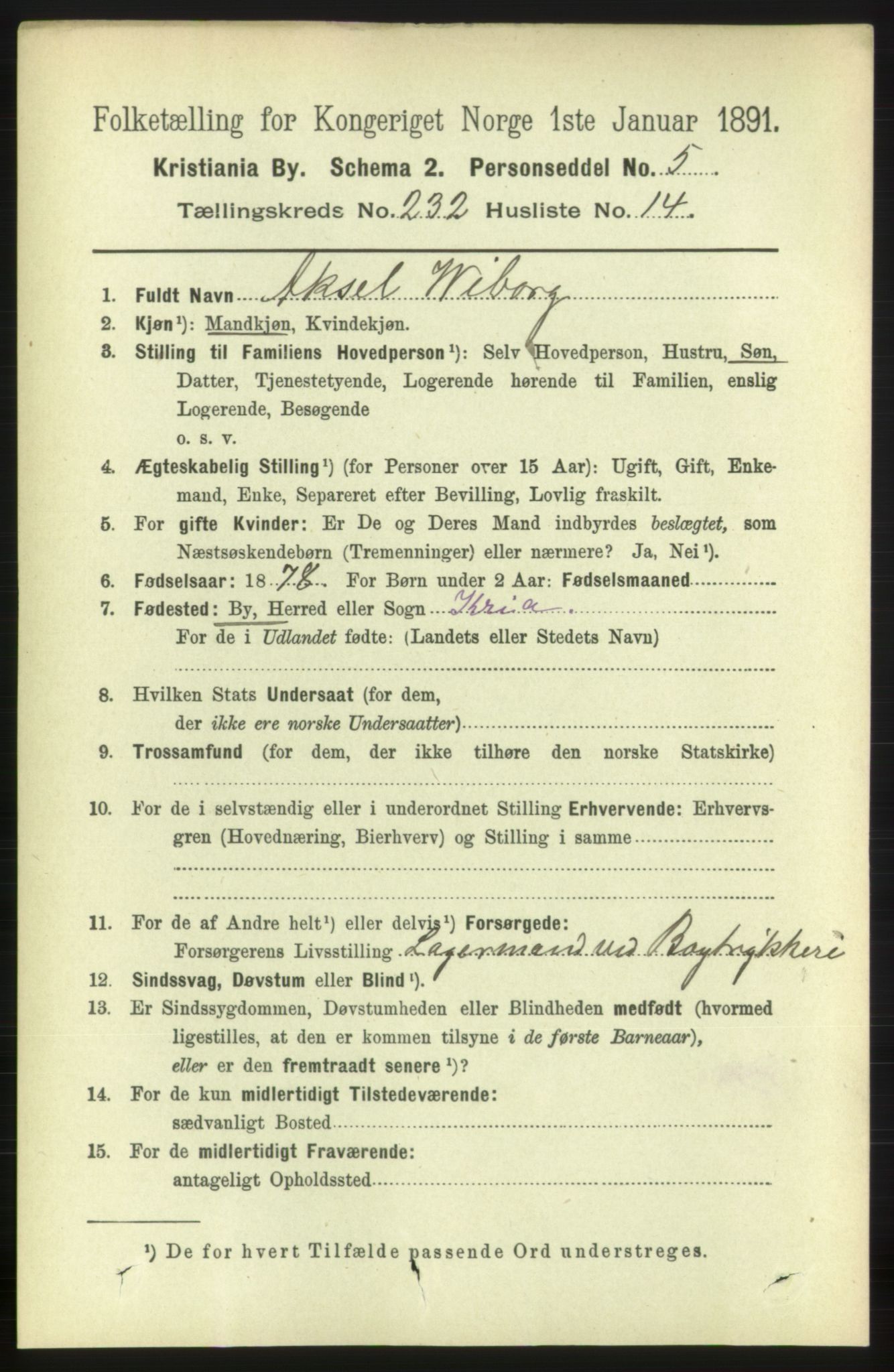 RA, 1891 census for 0301 Kristiania, 1891, p. 143028