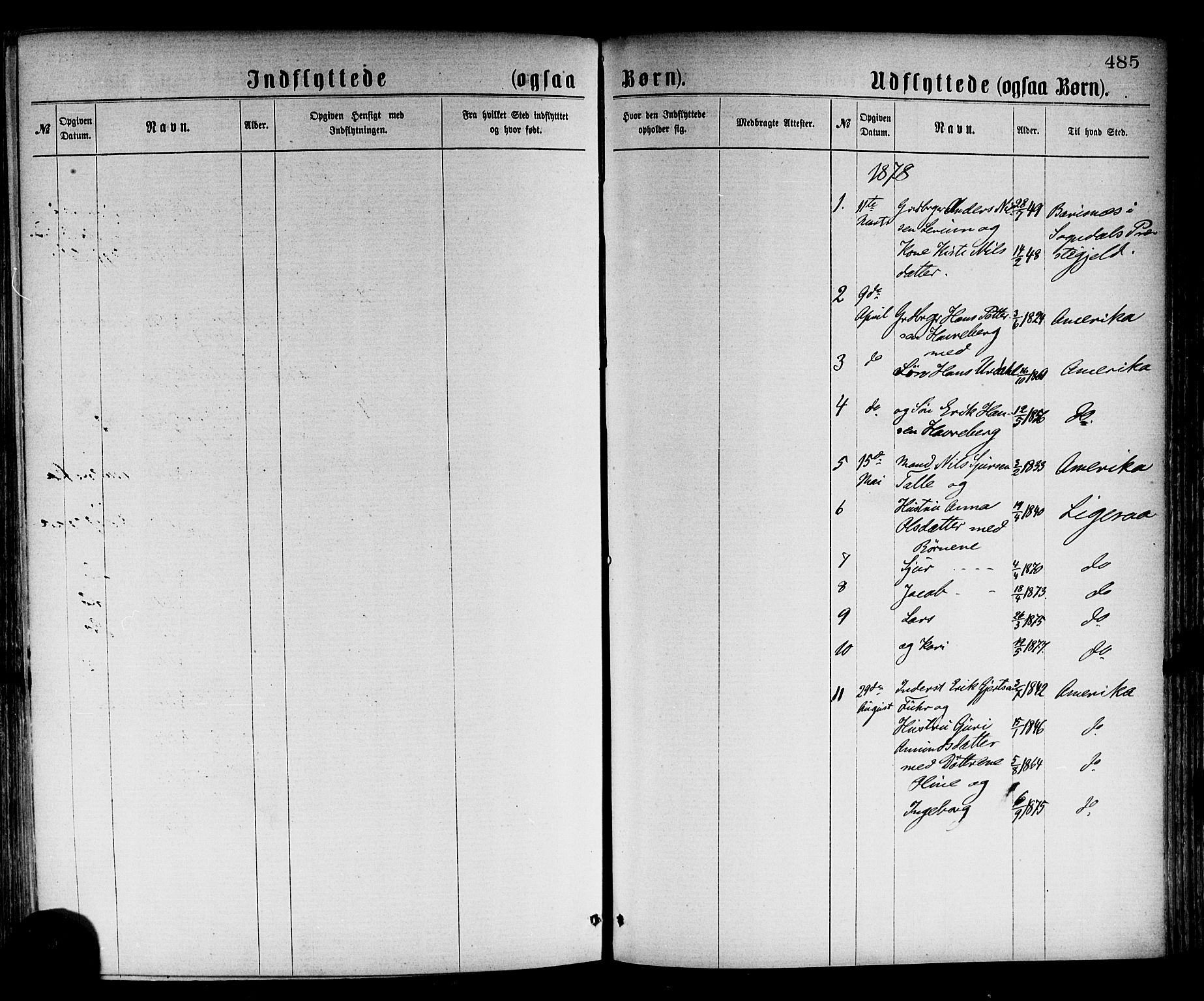 Luster sokneprestembete, SAB/A-81101/H/Haa/Haaa/L0010: Parish register (official) no. A 10, 1871-1886, p. 485