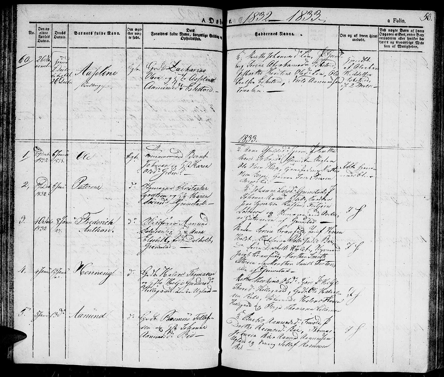 Fjære sokneprestkontor, SAK/1111-0011/F/Fa/L0002: Parish register (official) no. A 2, 1827-1839, p. 50