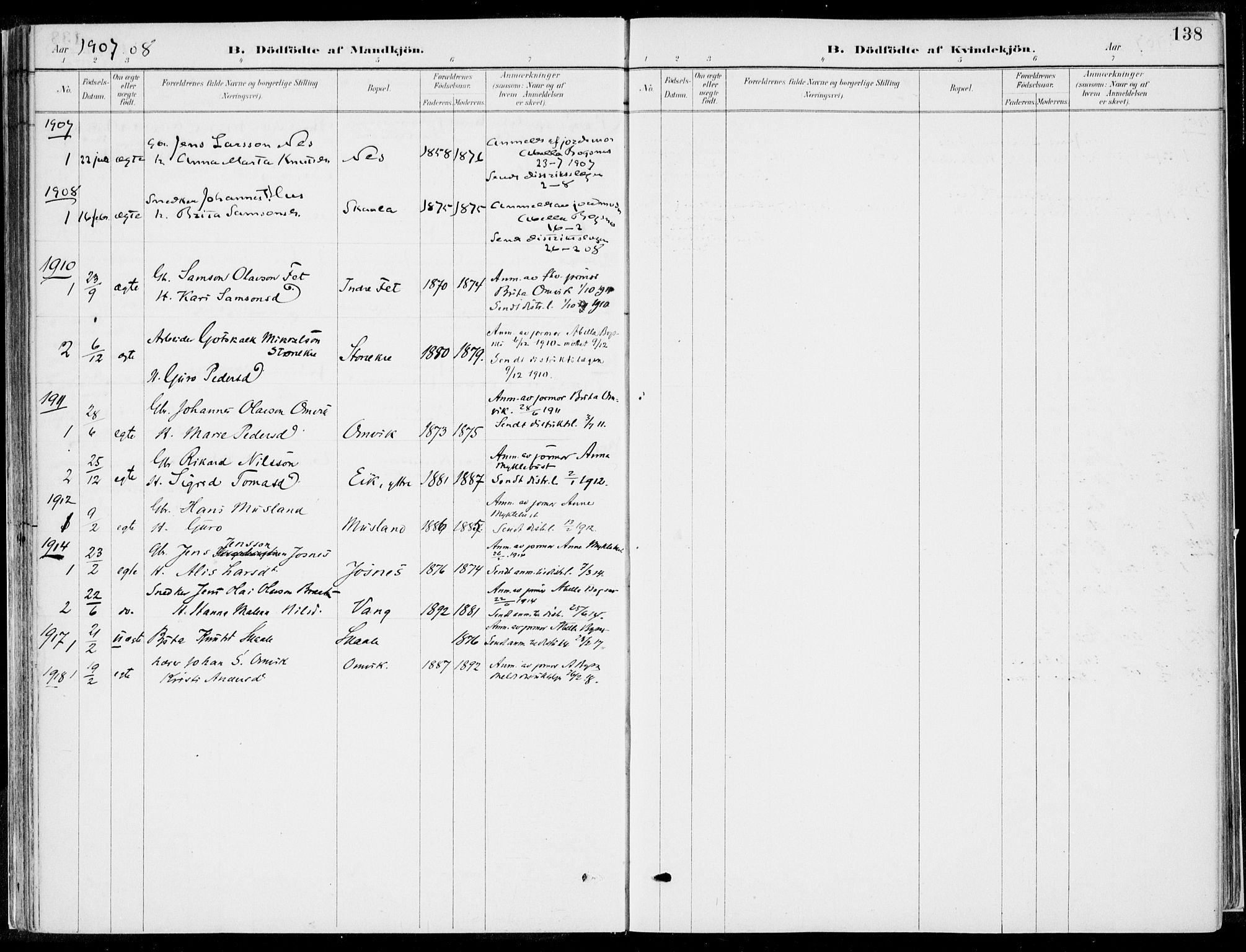 Kvinnherad sokneprestembete, SAB/A-76401/H/Haa: Parish register (official) no. B  1, 1887-1921, p. 138