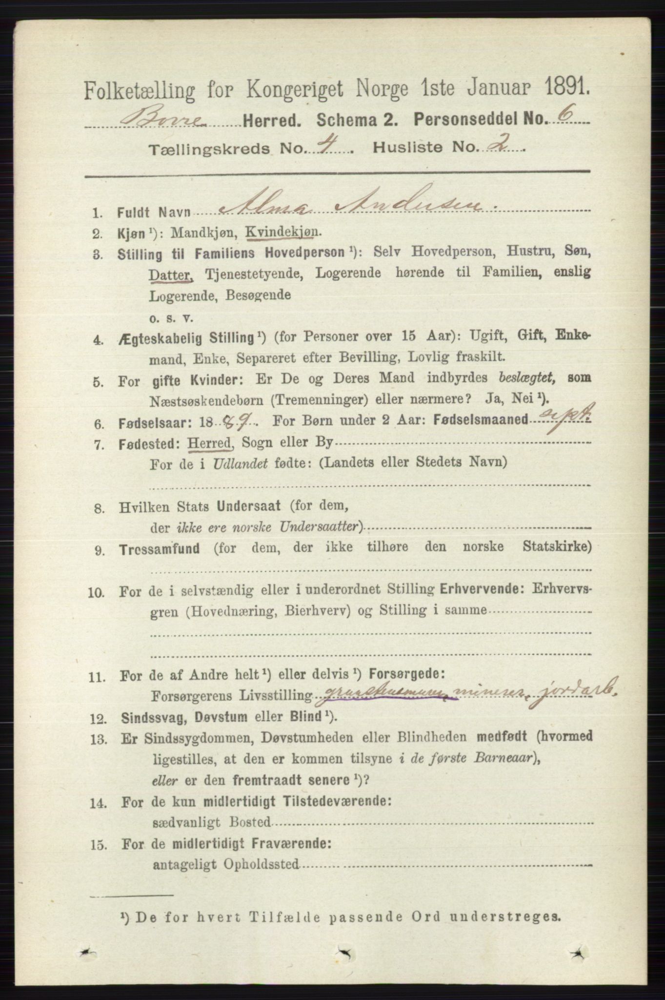 RA, 1891 census for 0717 Borre, 1891, p. 1680