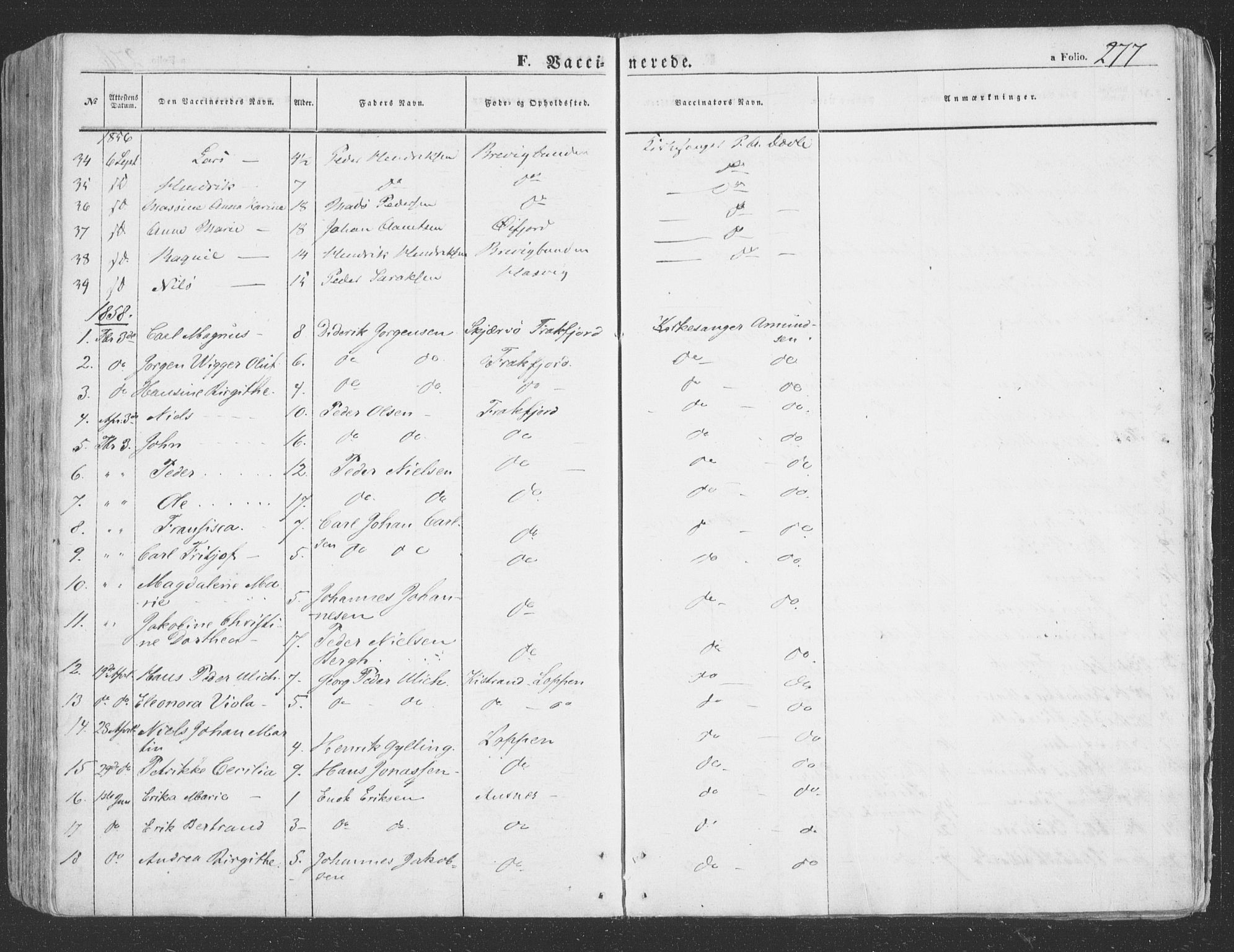Loppa sokneprestkontor, SATØ/S-1339/H/Ha/L0004kirke: Parish register (official) no. 4, 1849-1868, p. 277