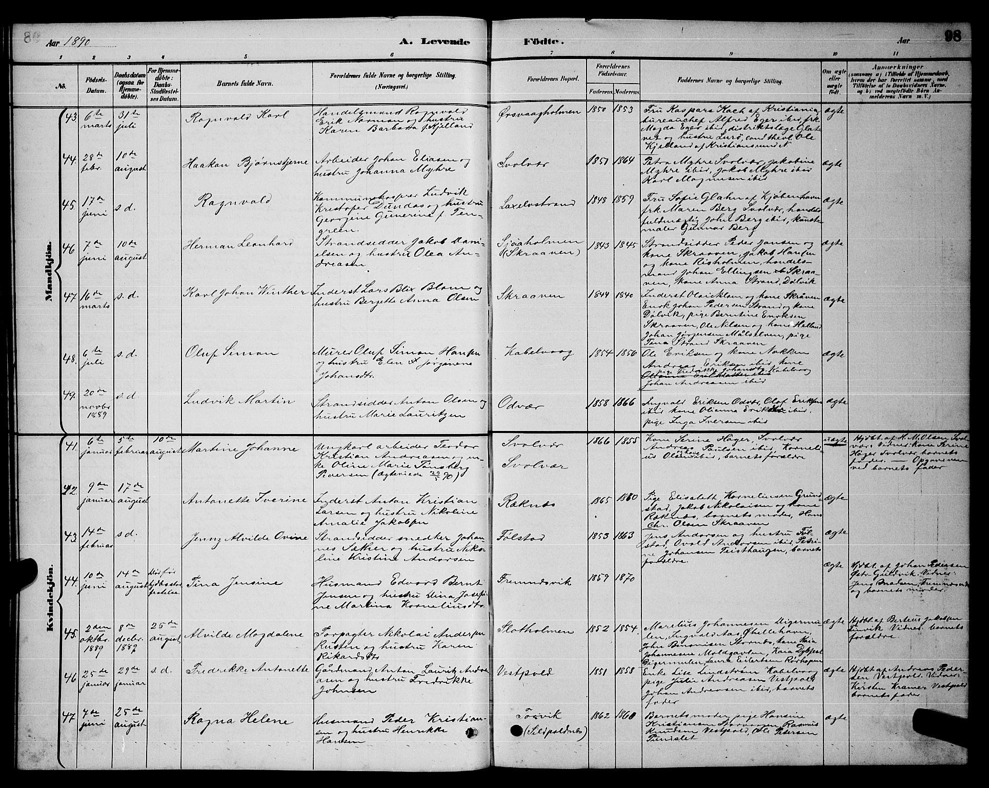 Ministerialprotokoller, klokkerbøker og fødselsregistre - Nordland, AV/SAT-A-1459/874/L1076: Parish register (copy) no. 874C05, 1884-1890, p. 98