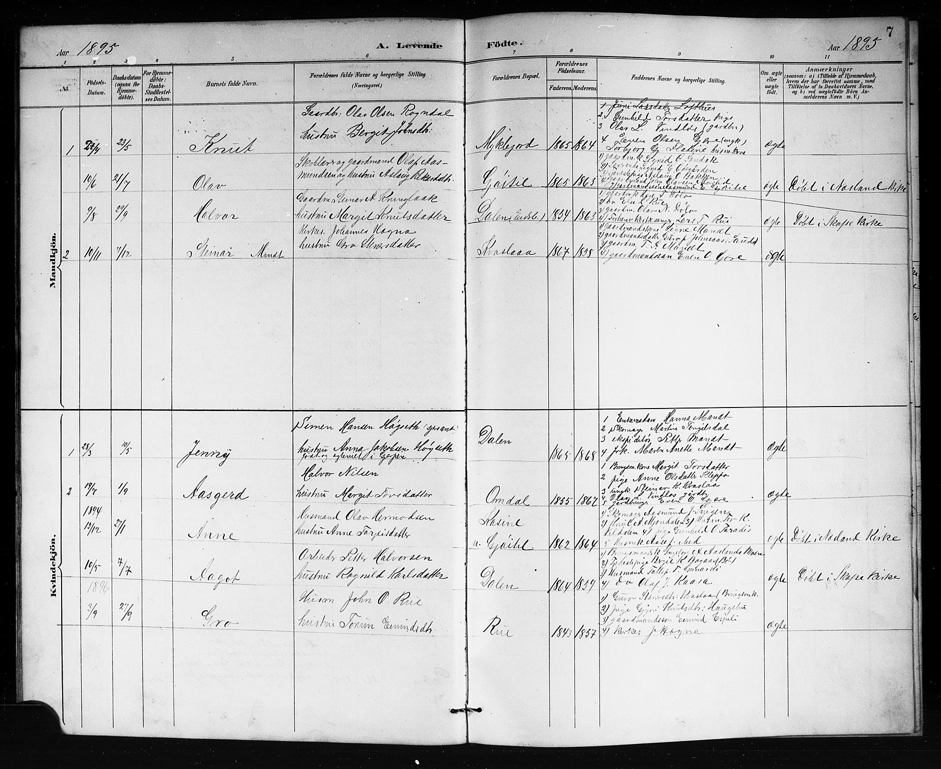 Lårdal kirkebøker, SAKO/A-284/G/Gb/L0003: Parish register (copy) no. II 3, 1889-1920, p. 7