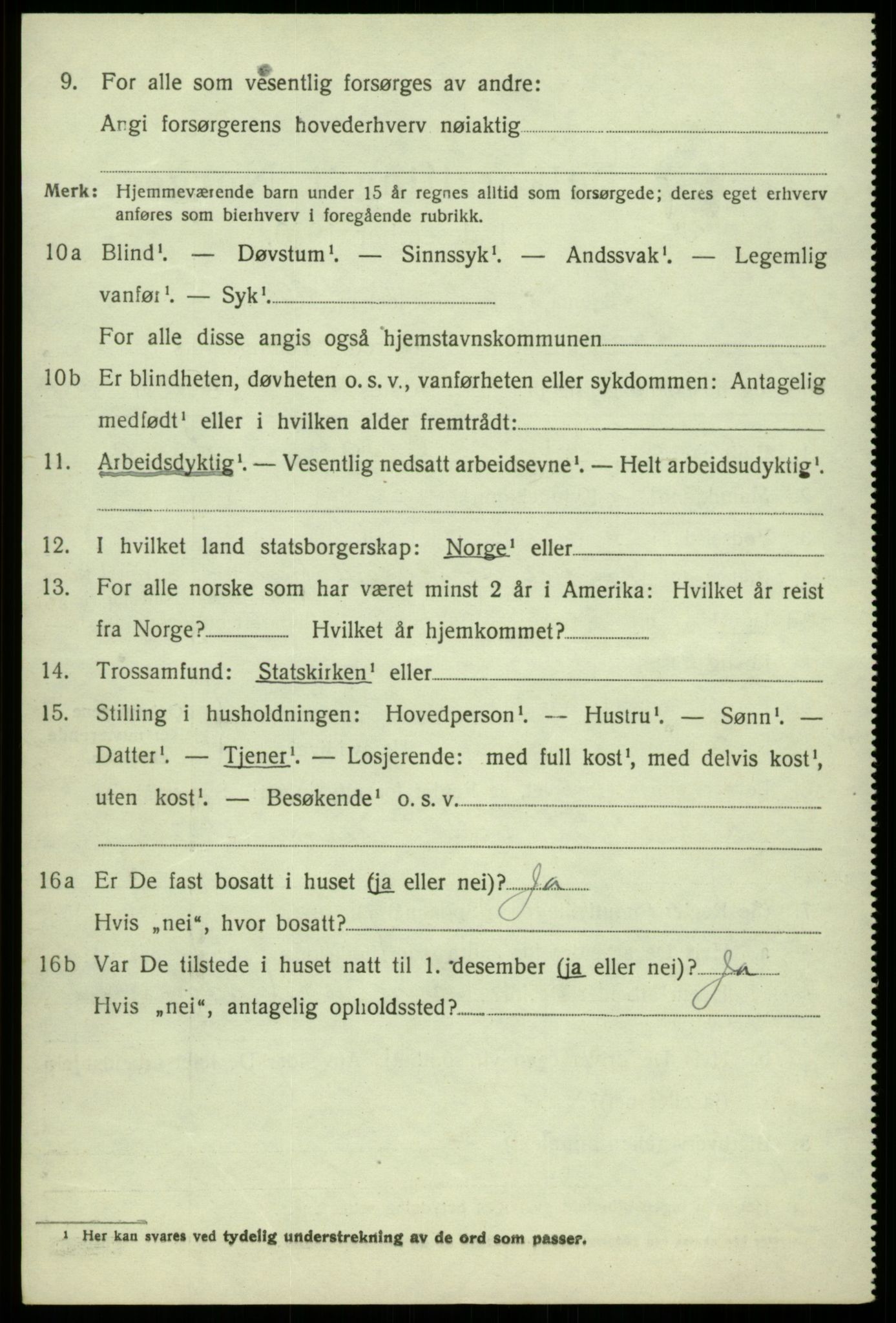 SAB, 1920 census for Kvam, 1920, p. 2006
