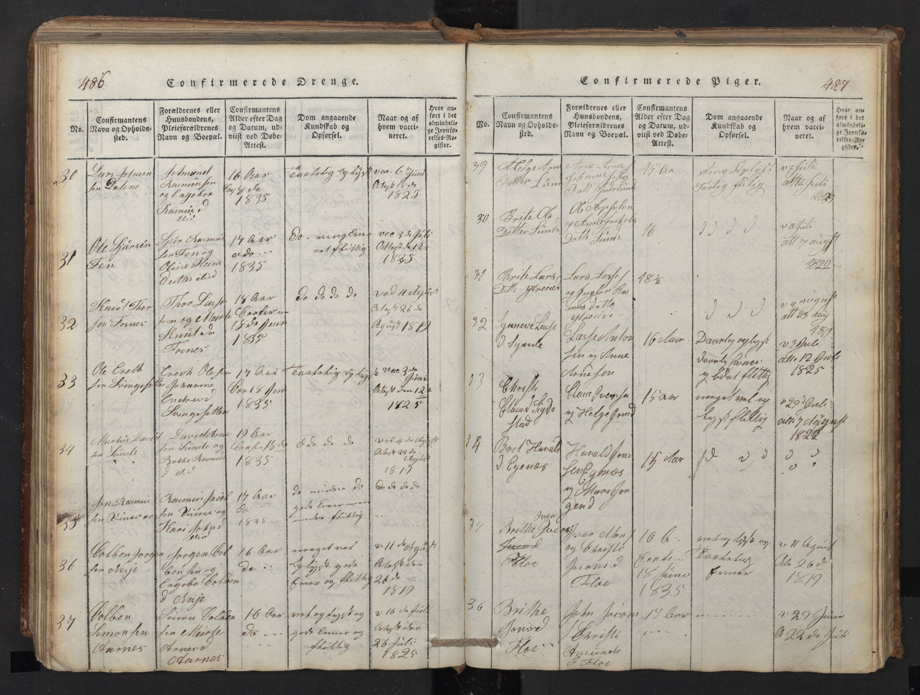 Stryn Sokneprestembete, SAB/A-82501: Parish register (copy) no. A 1, 1816-1844, p. 486-487