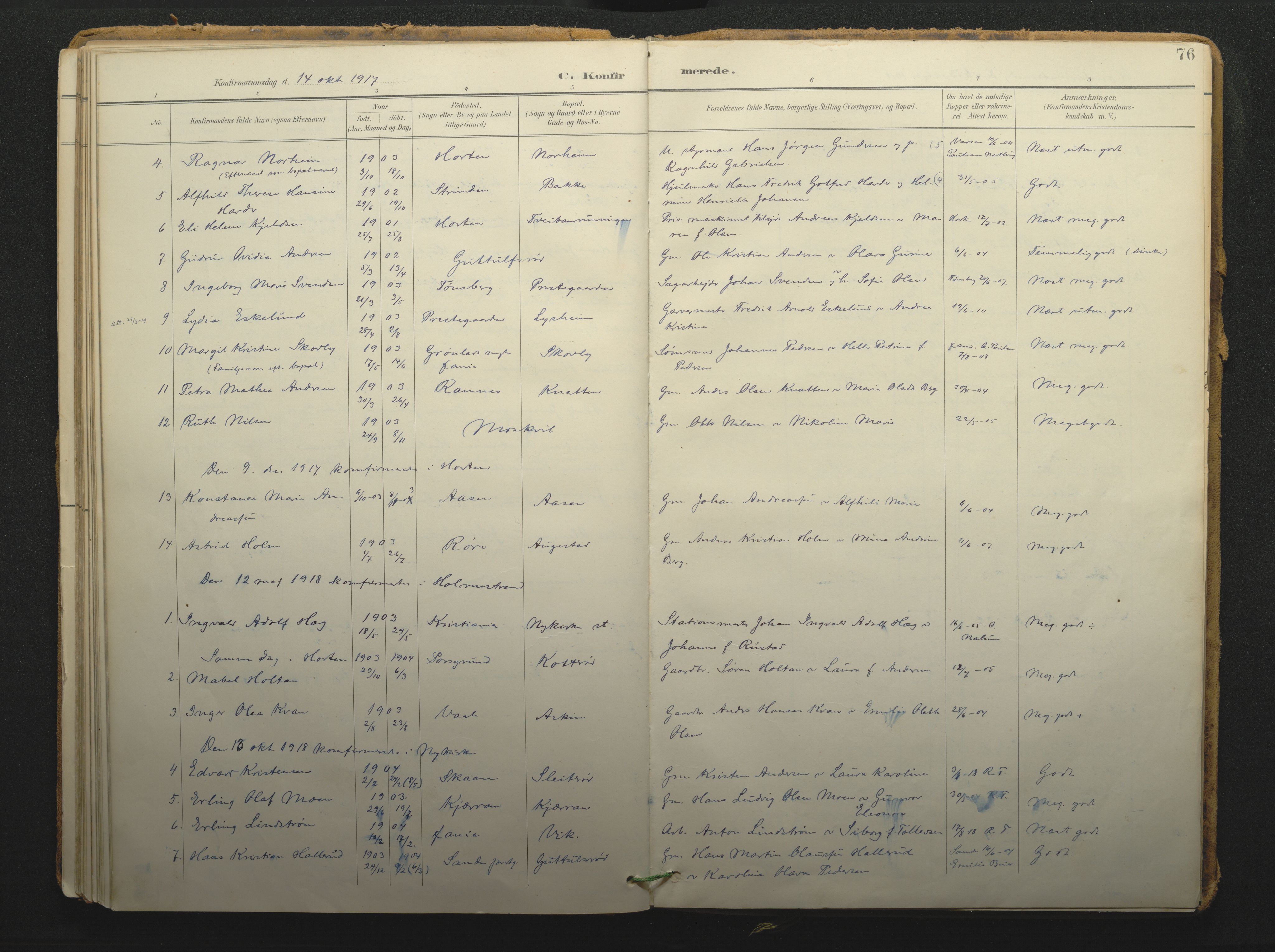 Borre kirkebøker, SAKO/A-338/F/Fc/L0003: Parish register (official) no. III 3, 1896-1919, p. 76