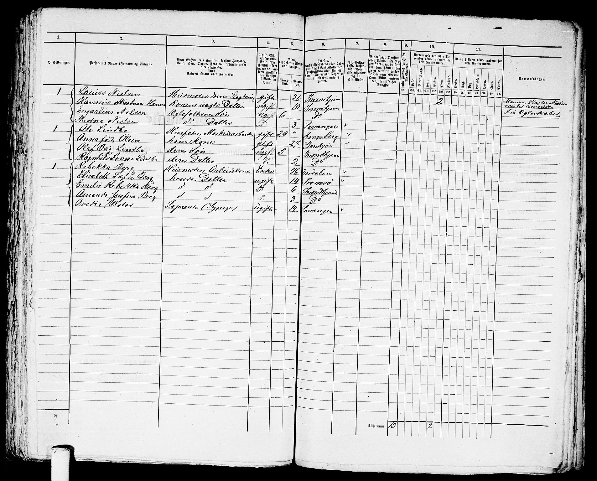 RA, 1865 census for Trondheim, 1865, p. 2445