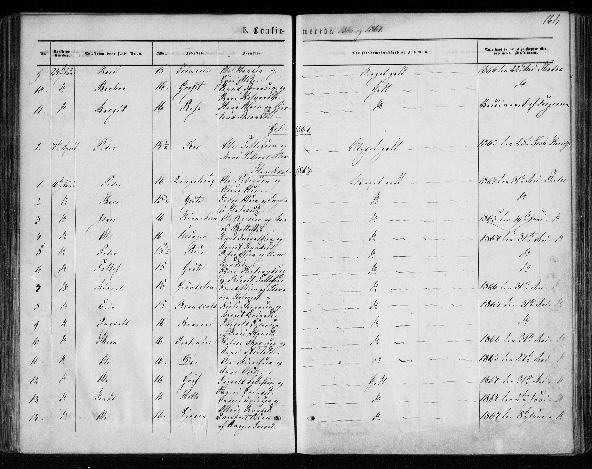 Gol kirkebøker, AV/SAKO-A-226/F/Fa/L0003: Parish register (official) no. I 3, 1863-1875, p. 161