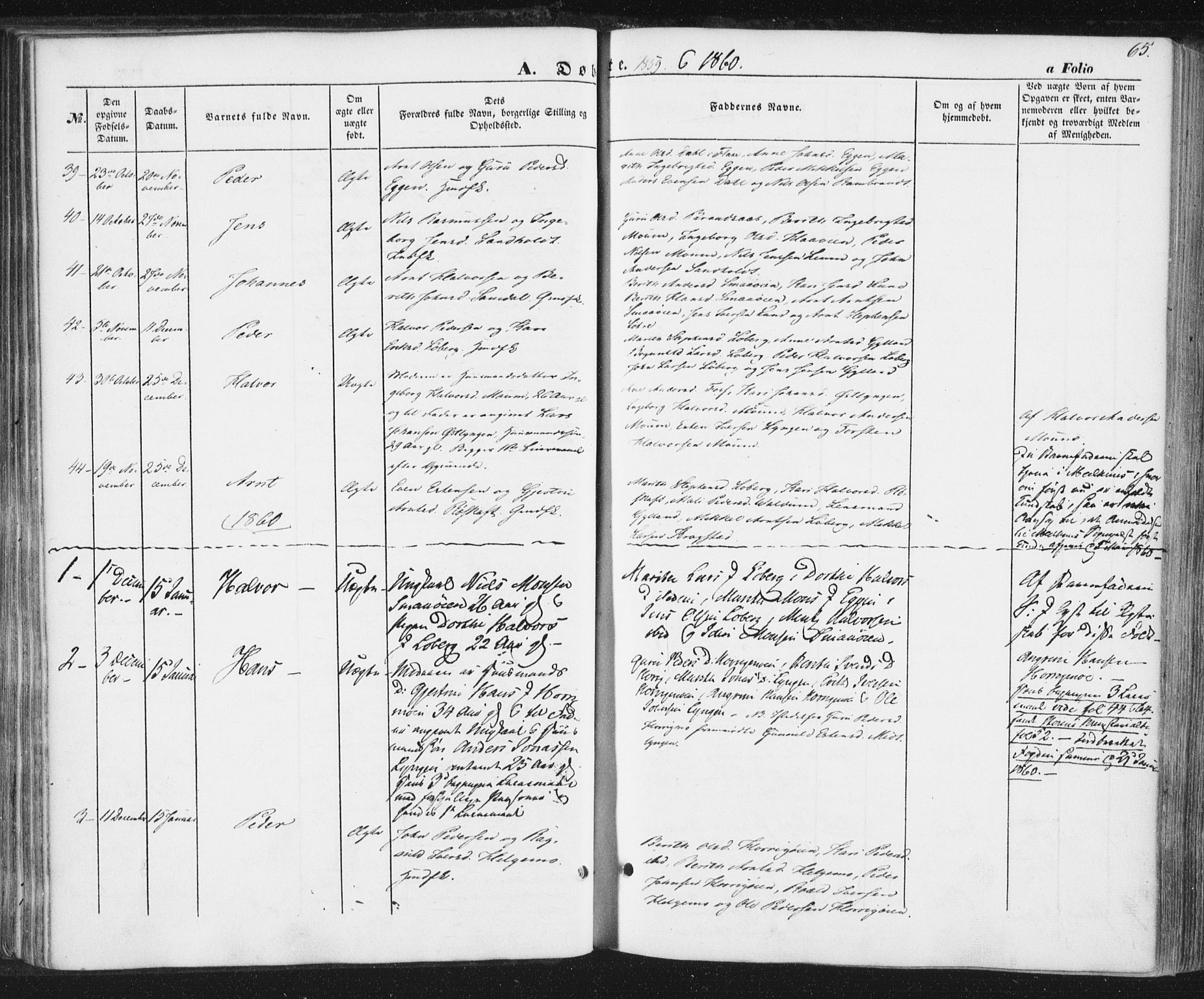 Ministerialprotokoller, klokkerbøker og fødselsregistre - Sør-Trøndelag, SAT/A-1456/692/L1103: Parish register (official) no. 692A03, 1849-1870, p. 65