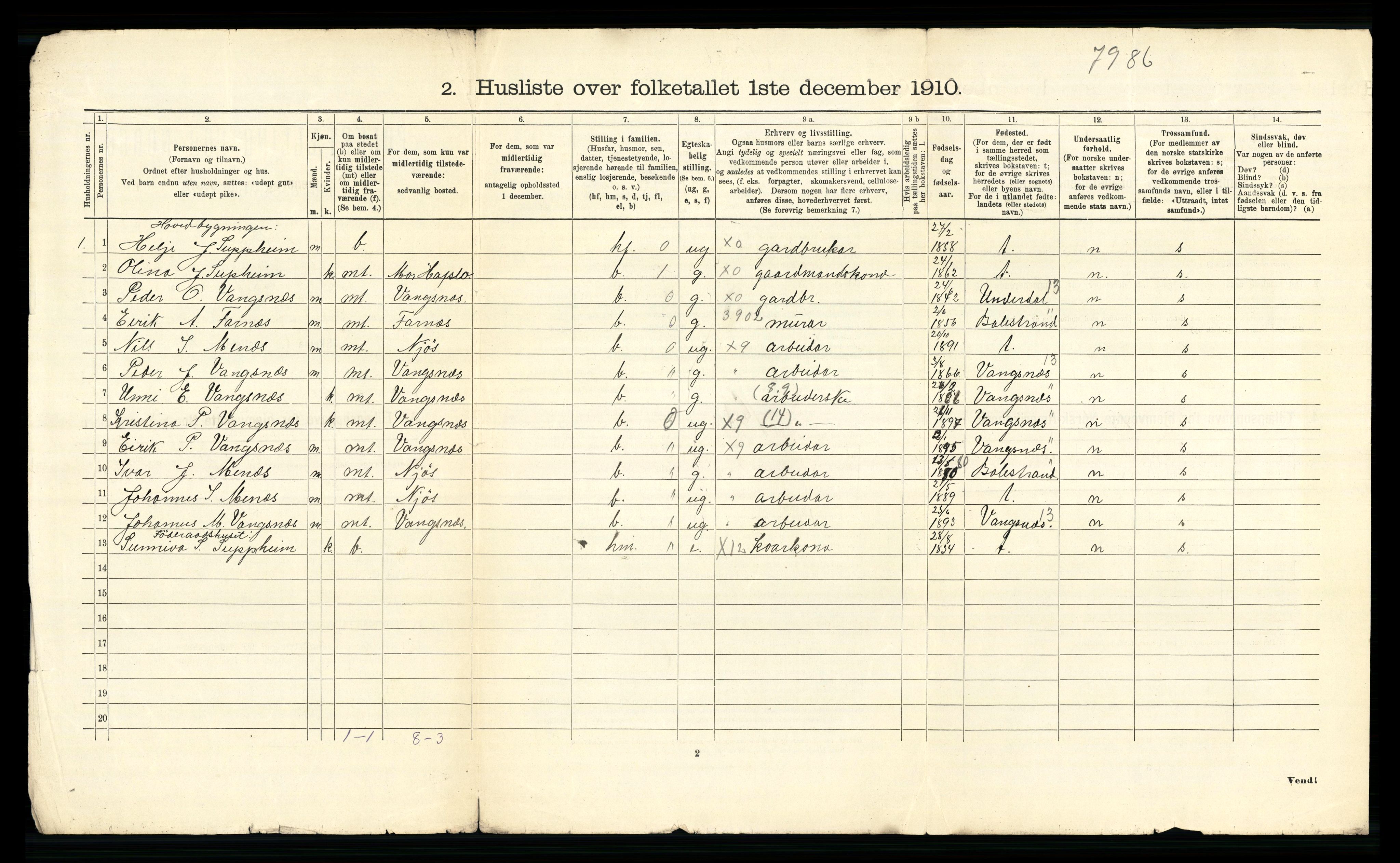 RA, 1910 census for Leikanger, 1910, p. 45