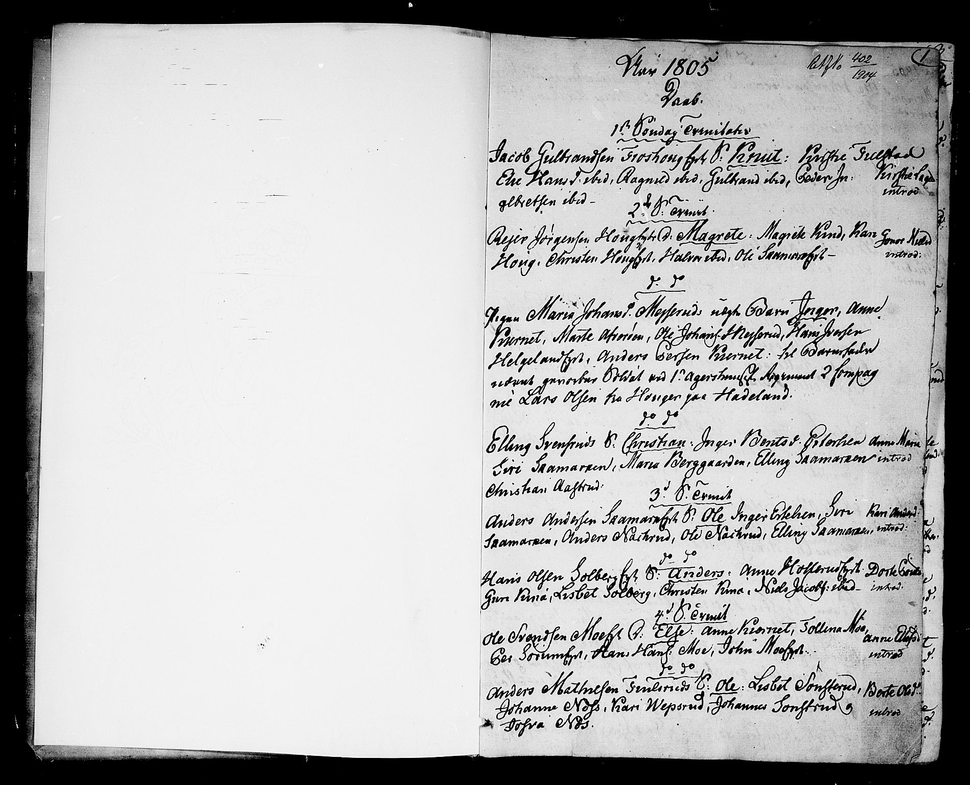 Hole kirkebøker, SAKO/A-228/F/Fa/L0003: Parish register (official) no. I 3, 1805-1814, p. 0-1