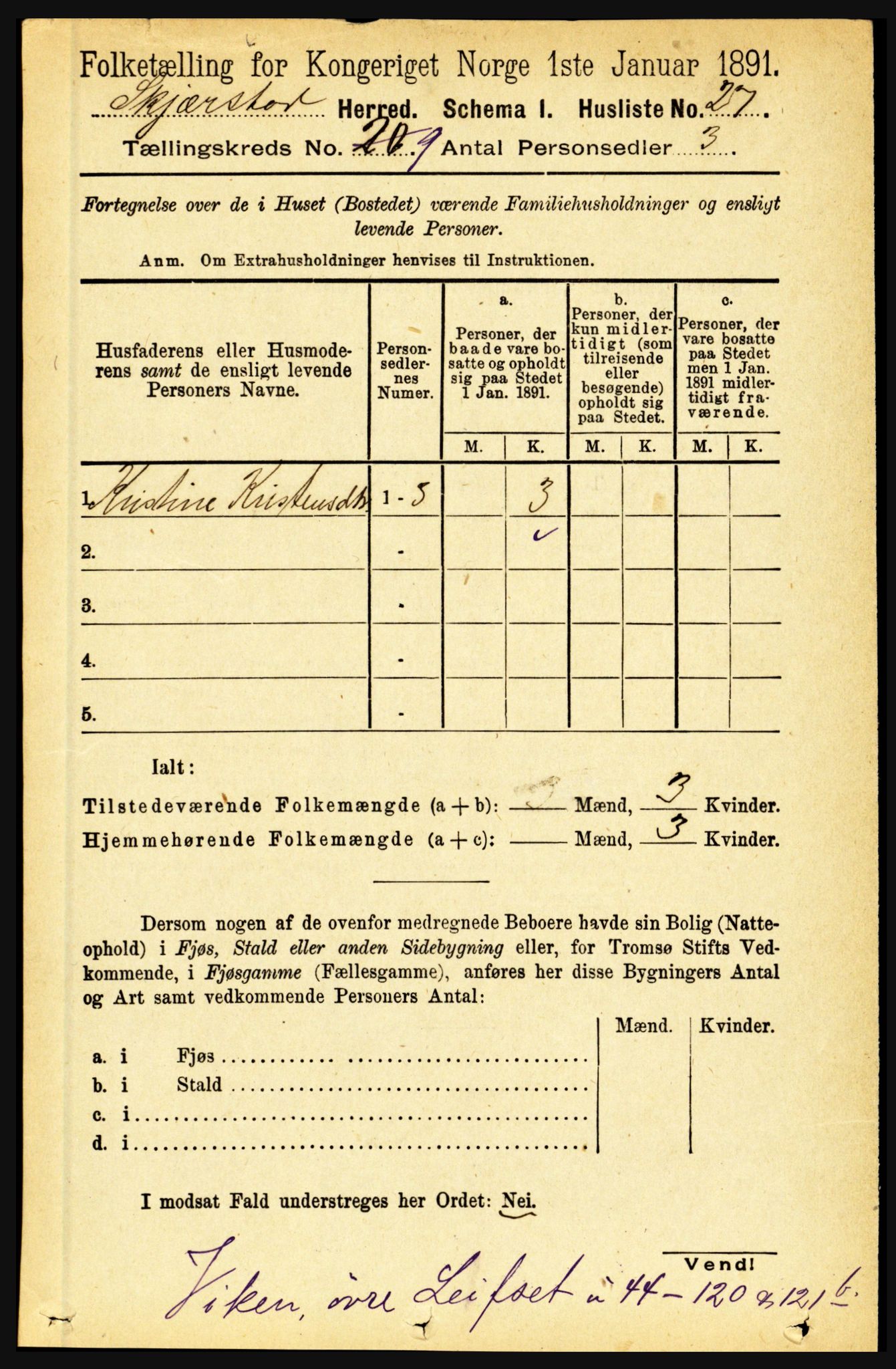 RA, 1891 census for 1842 Skjerstad, 1891, p. 3319