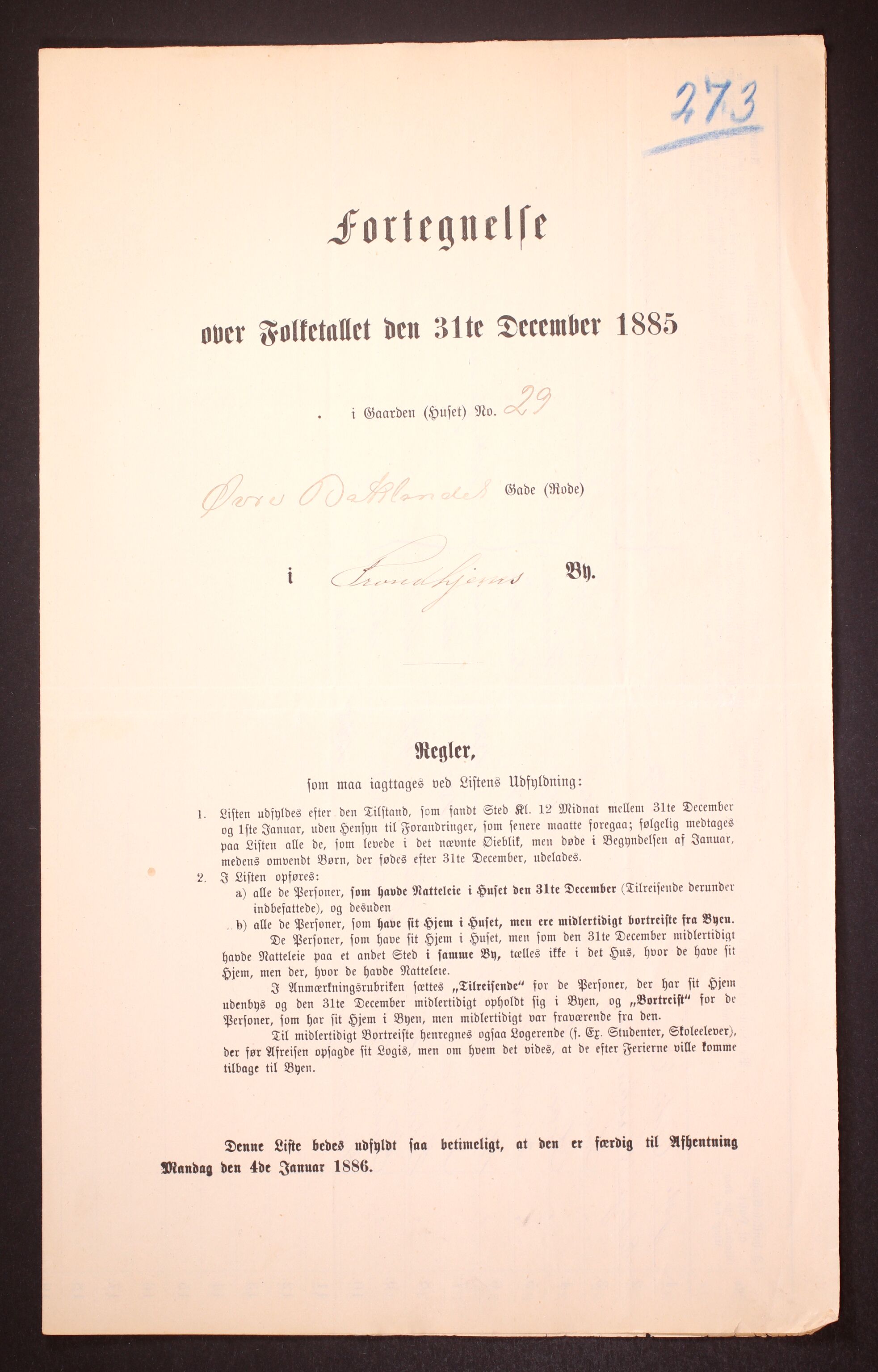 SAT, 1885 census for 1601 Trondheim, 1885, p. 2710