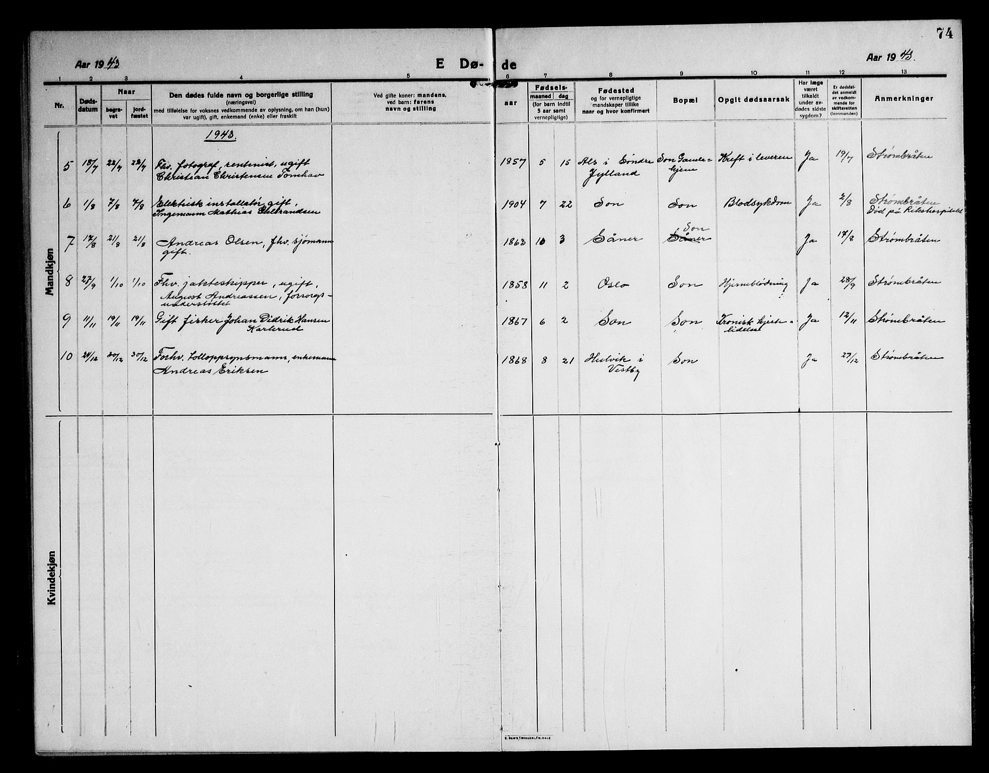 Vestby prestekontor Kirkebøker, AV/SAO-A-10893/G/Gc/L0004: Parish register (copy) no. III 4, 1915-1946, p. 74