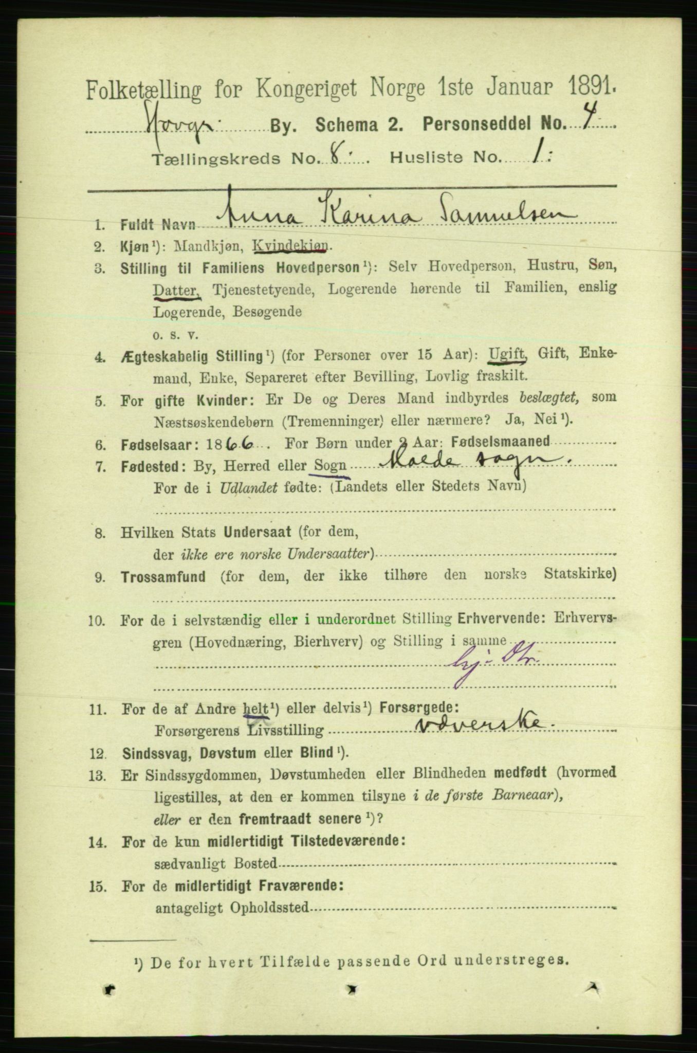 RA, 1891 census for 1103 Stavanger, 1891, p. 11983